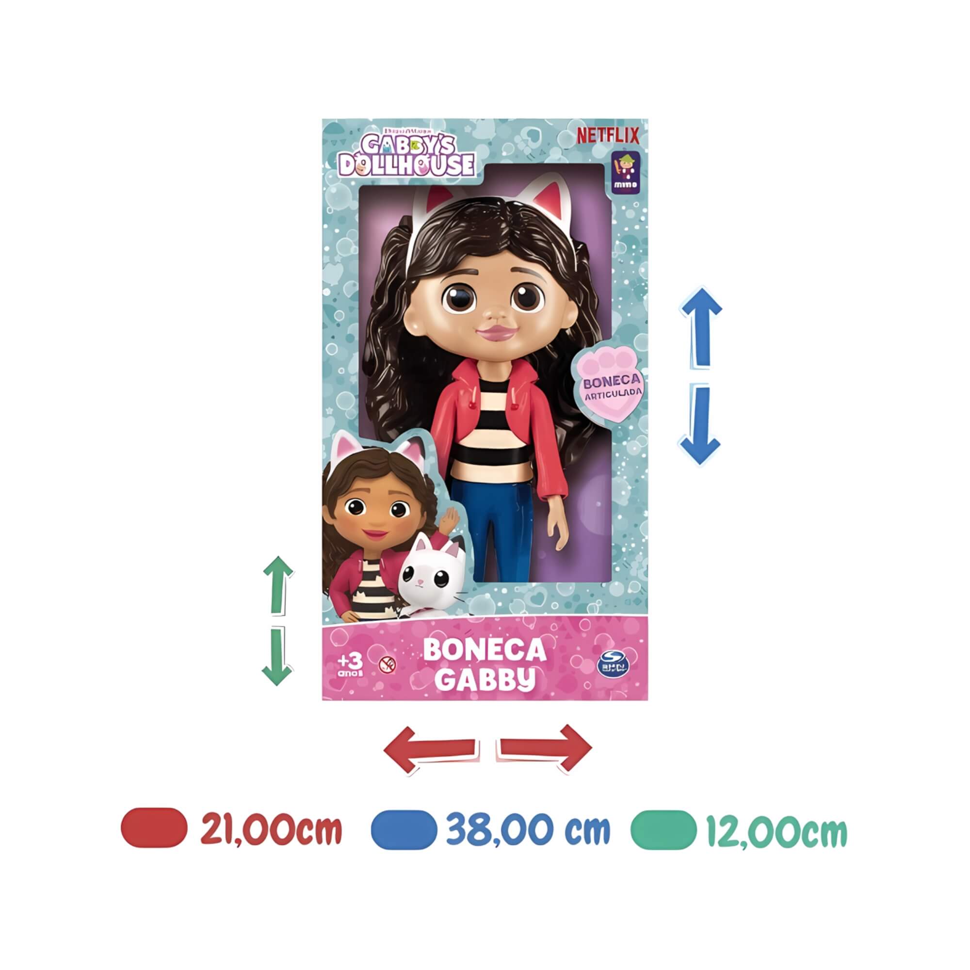 Boneca Infantil Gabby 25cm em Vinil da série Gabby's Dollhouse Mimo Toys - 2150