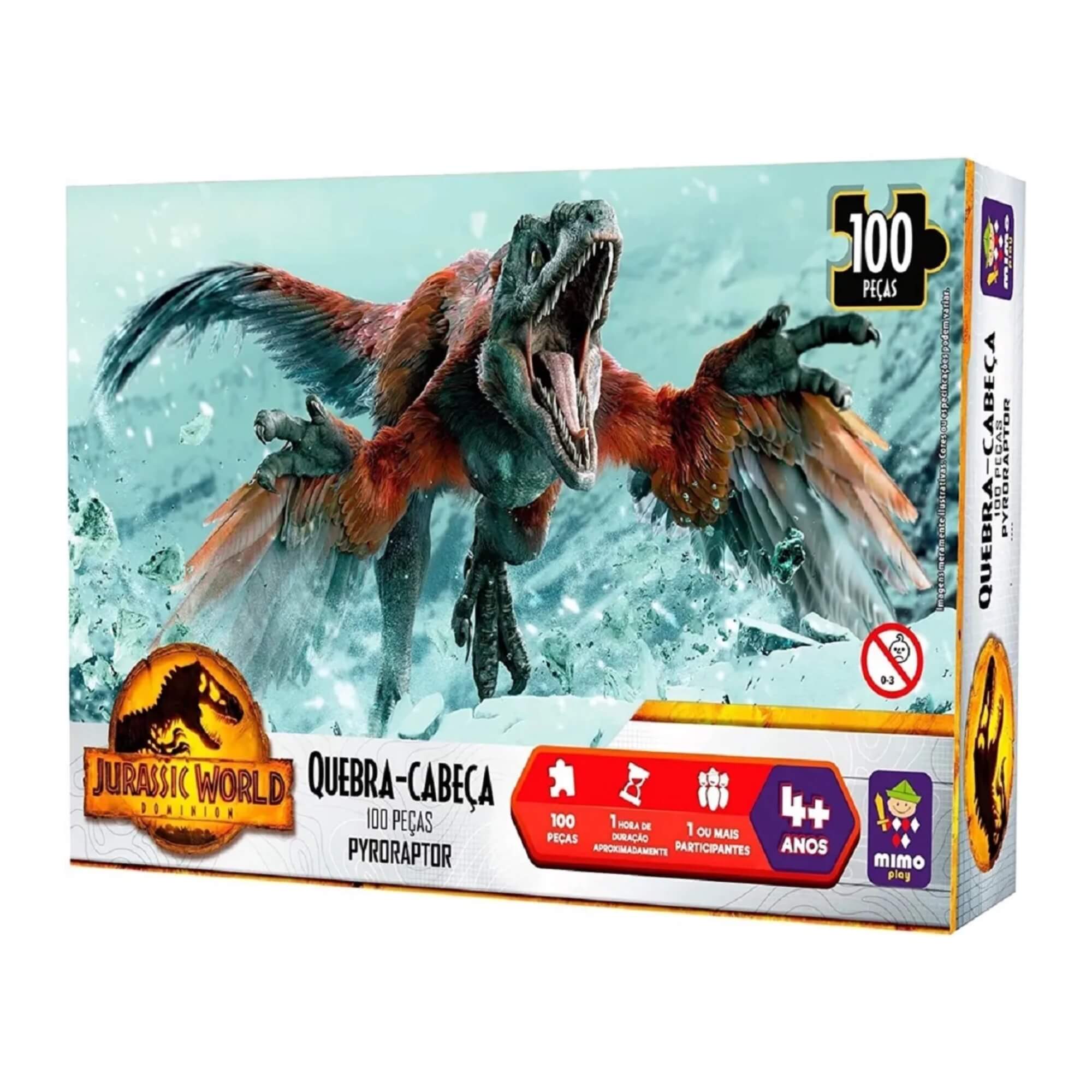 Quebra-Cabeça Pyroraptor 100 Peças Jurassic World Mimo Toys - 2083