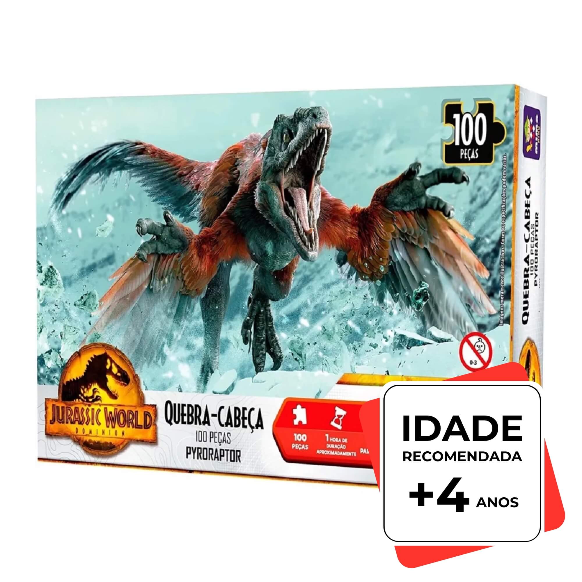 Quebra-Cabeça Pyroraptor 100 Peças Jurassic World Mimo Toys - 2083