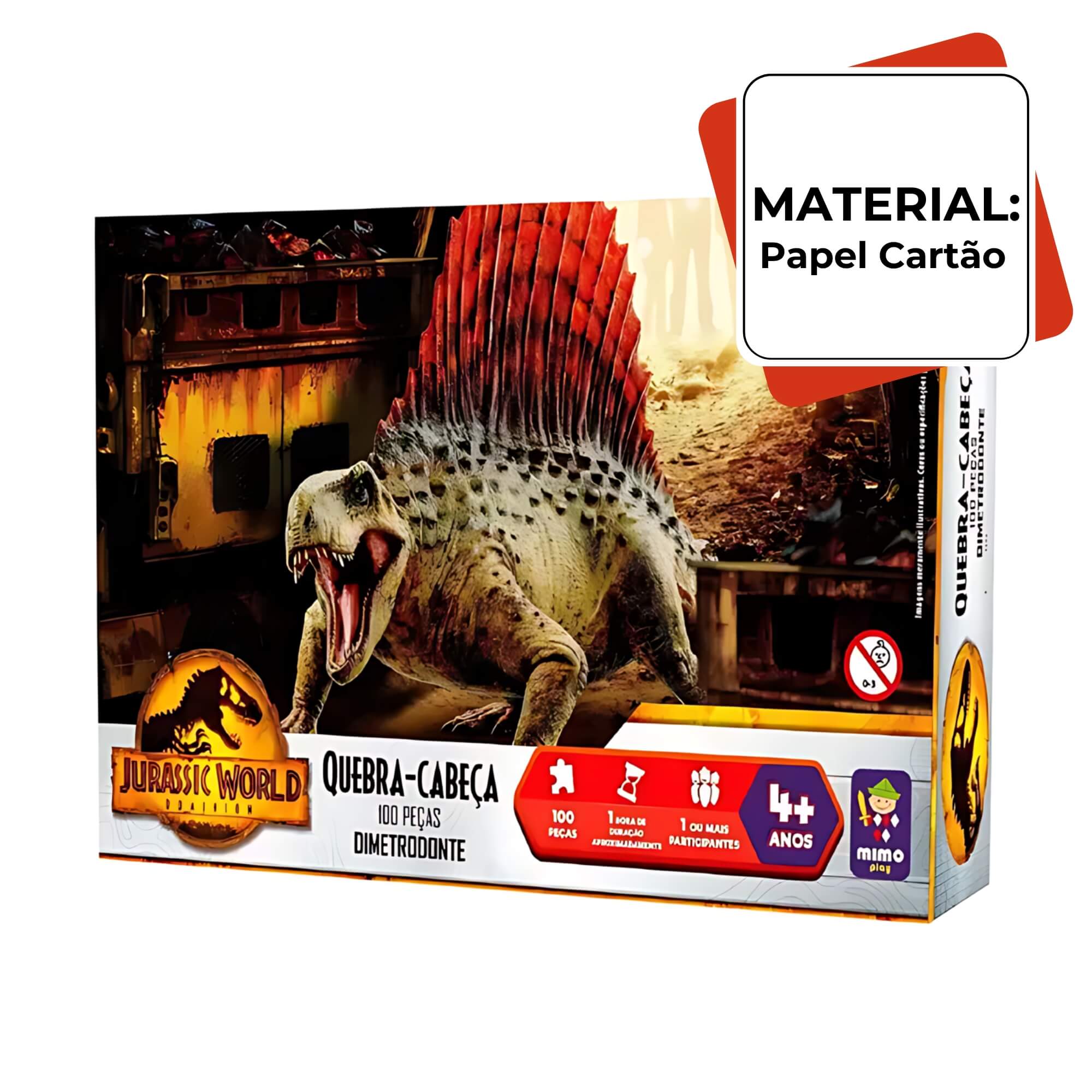 Quebra-Cabeça Dimetrodonte 100 Peças Jurassic World Mimo Toys - 2085