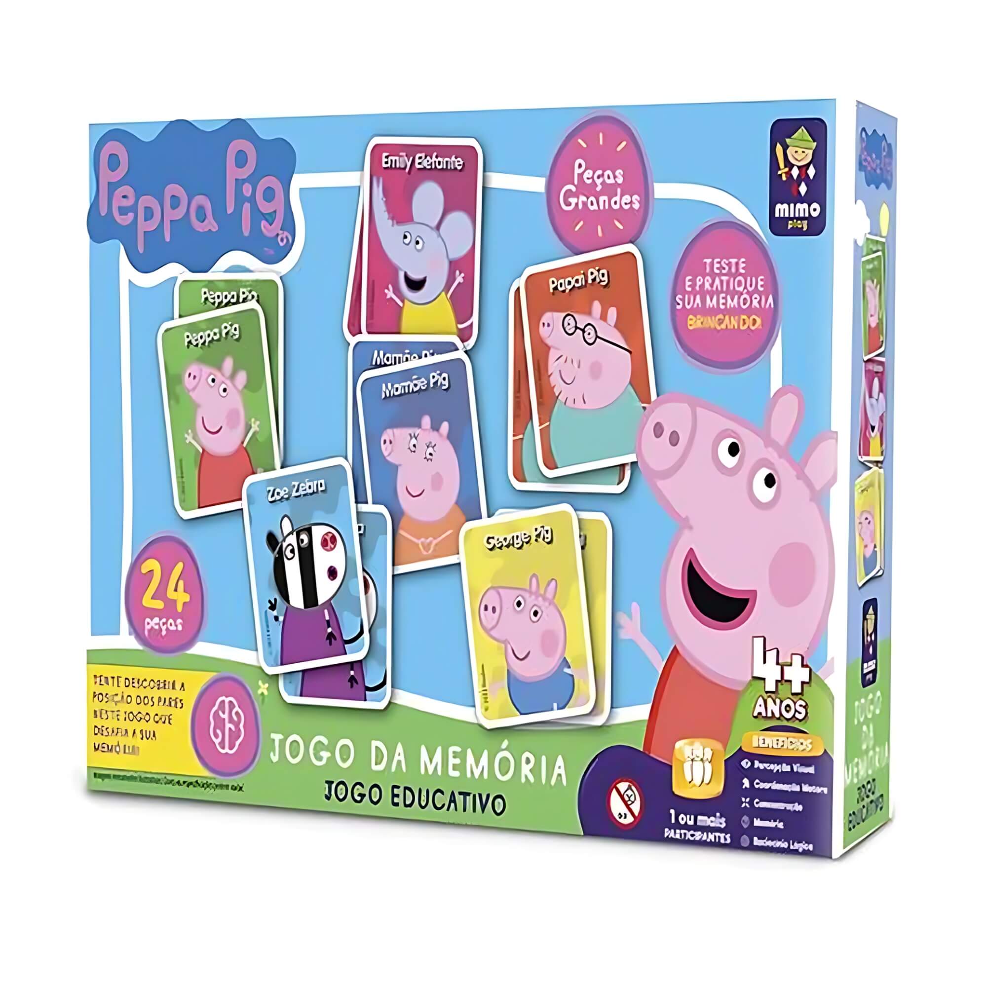 Jogo da Memória Educativo Peppa Pig 12 Pares Mimo Toys - 2111