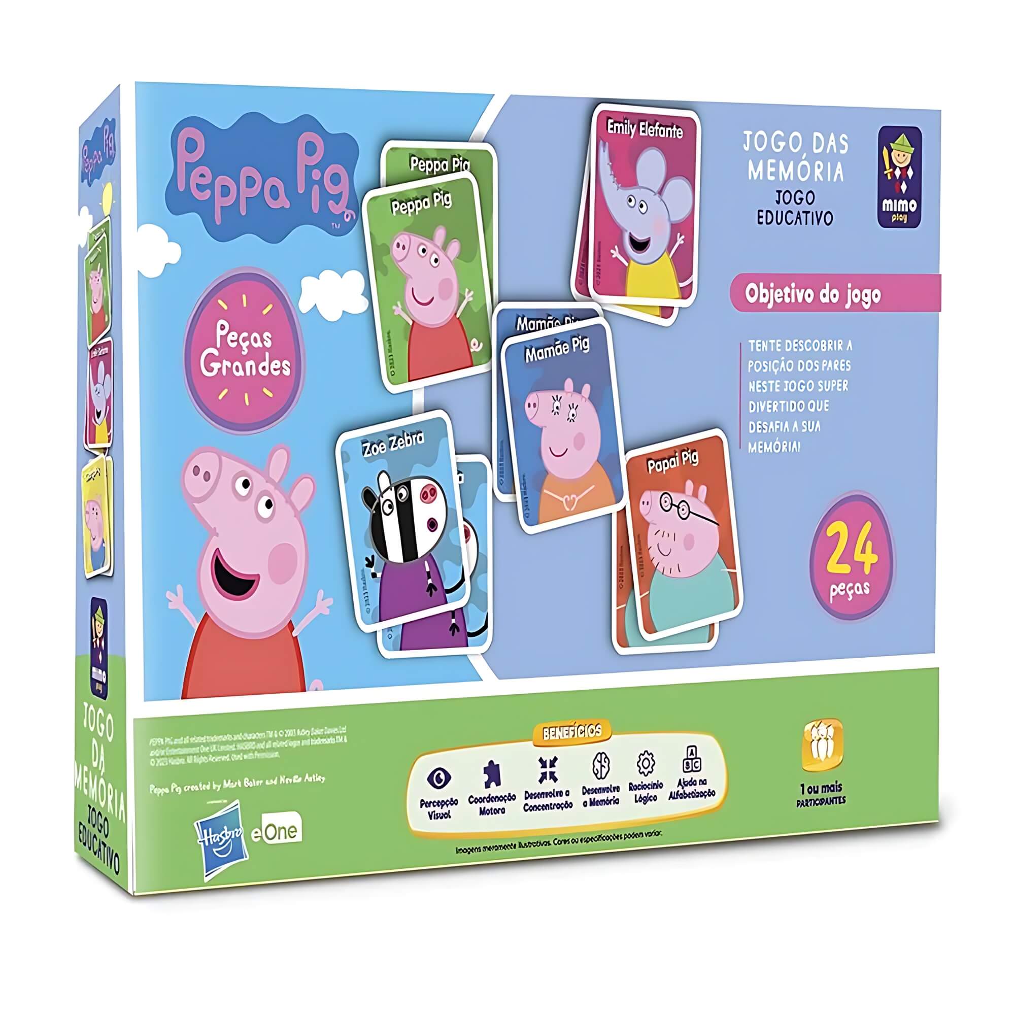 Jogo da Memória Educativo Peppa Pig 12 Pares Mimo Toys - 2111