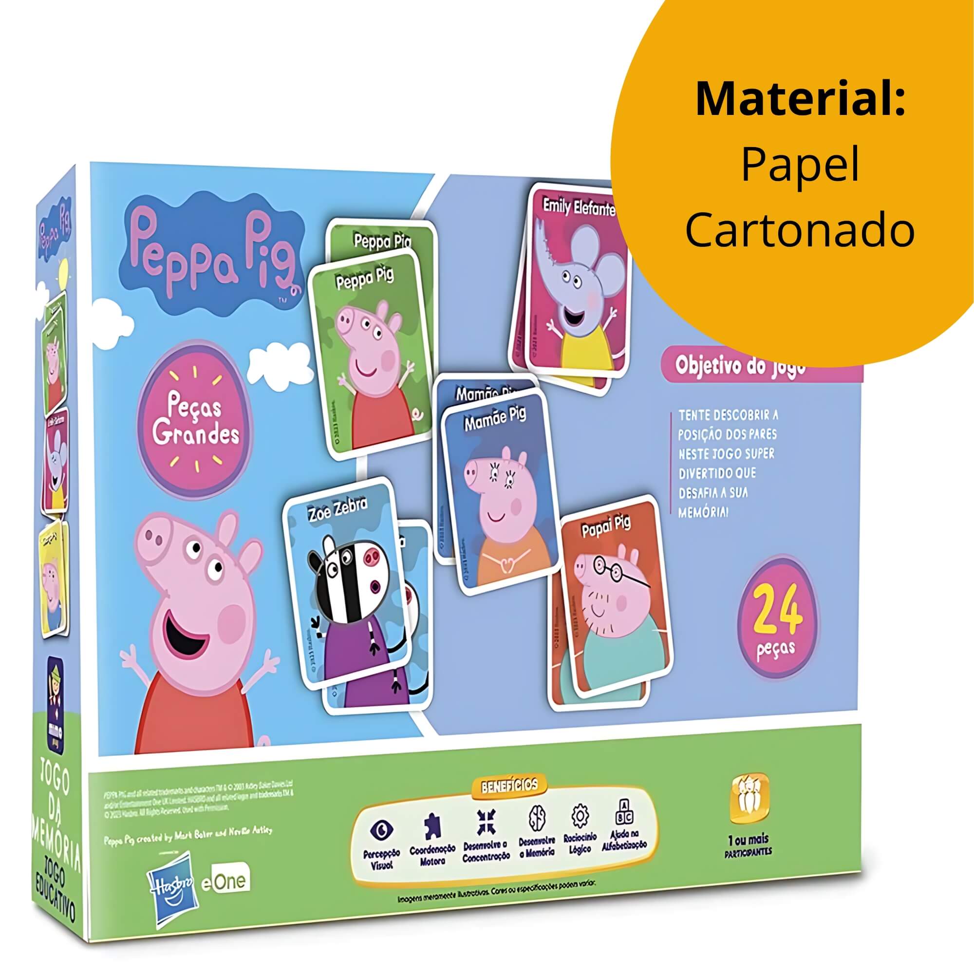 Jogo da Memória Educativo Peppa Pig 12 Pares Mimo Toys - 2111