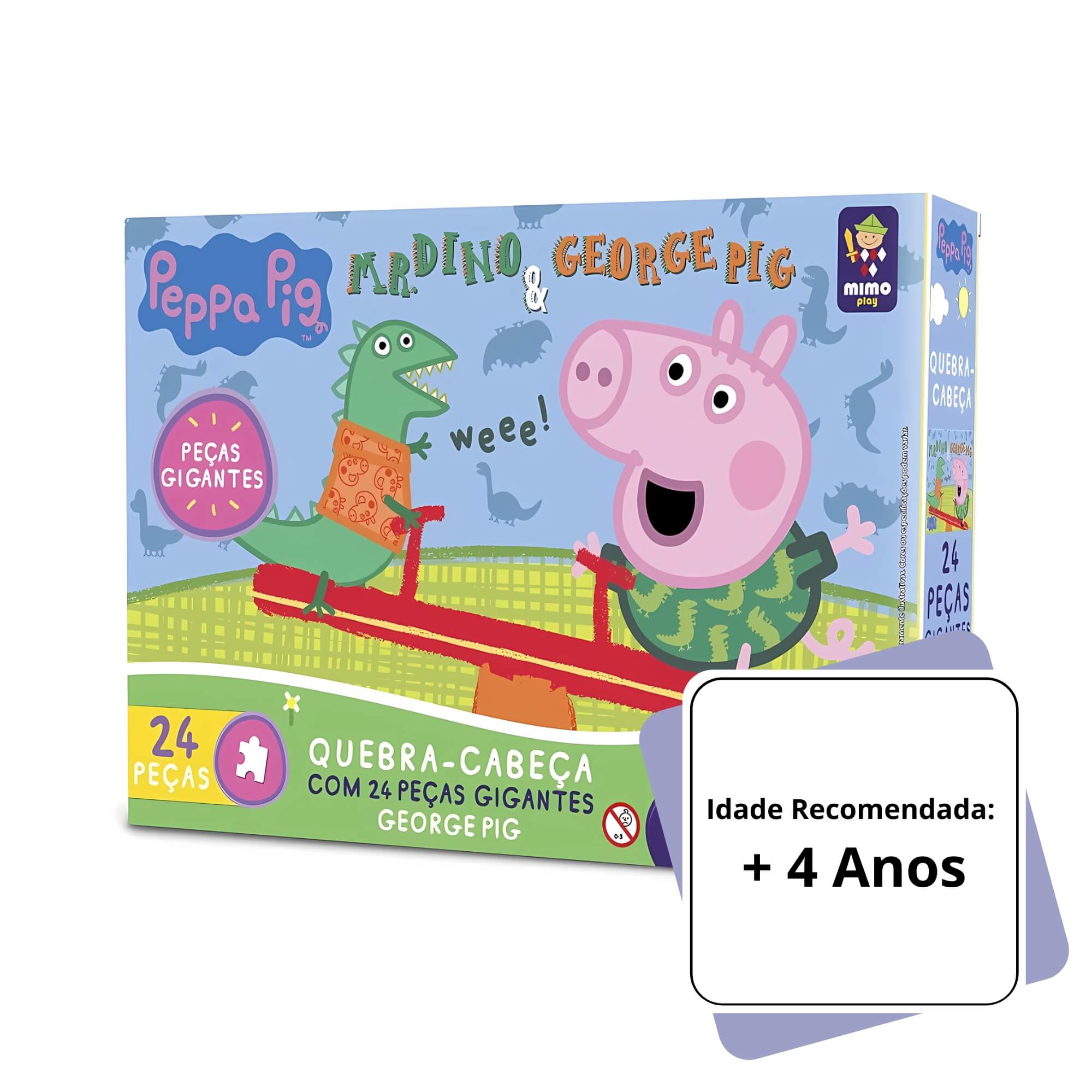 Quebra-Cabeça Infantil Gigante Peppa George Brincando no Parque 24 Peças Mimo Toys - 2109