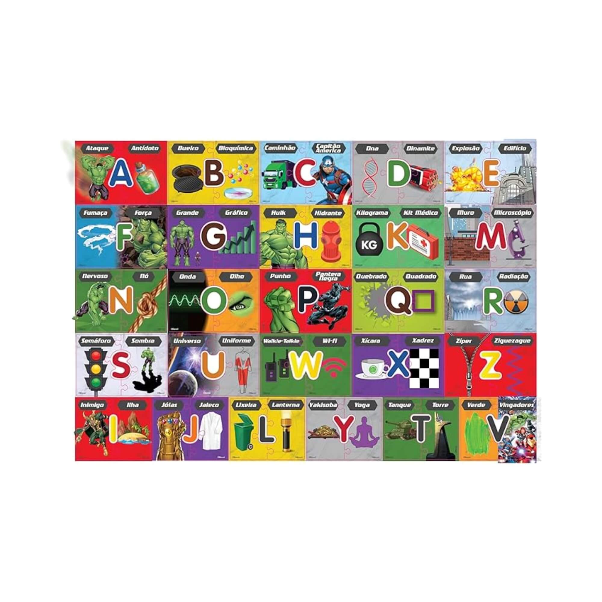 Jogo Educativo das Letras Hulk Avengers 78 Peças Mimo Toys - 1996