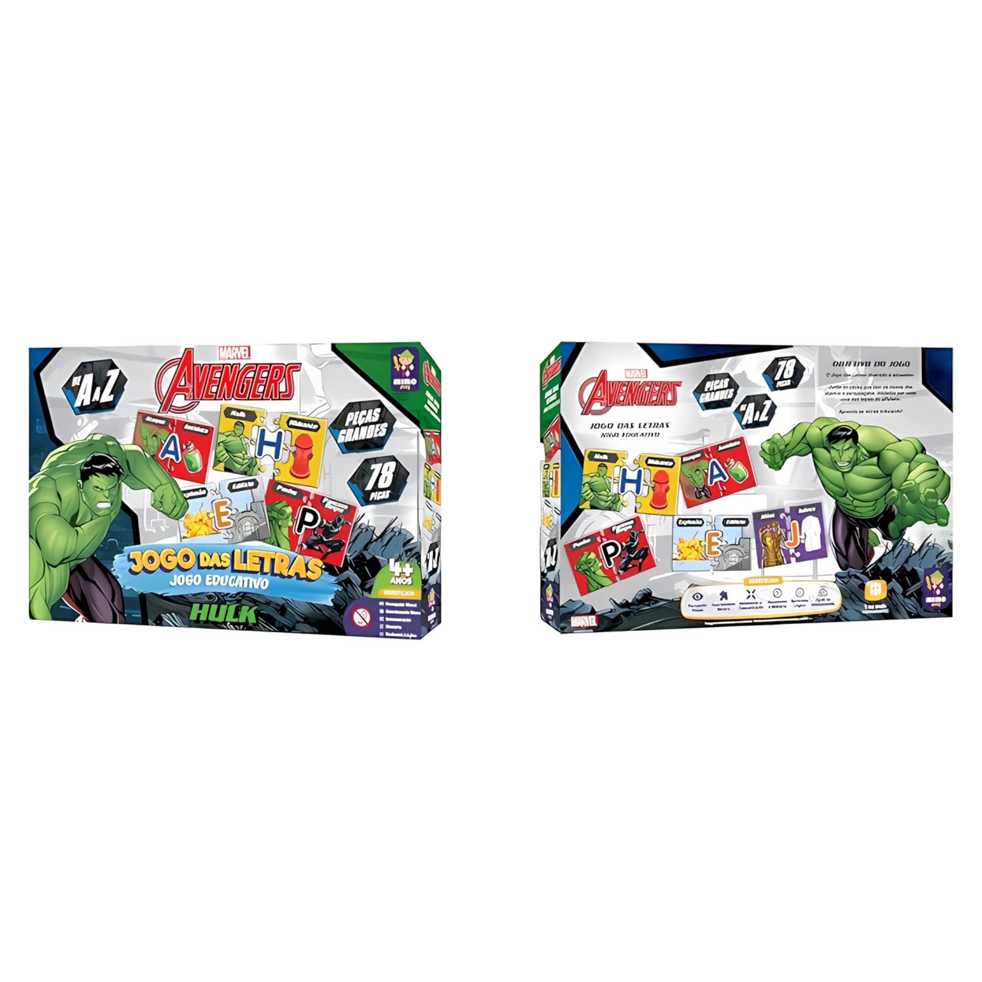 Jogo Educativo das Letras Hulk Avengers 78 Peças Mimo Toys - 1996