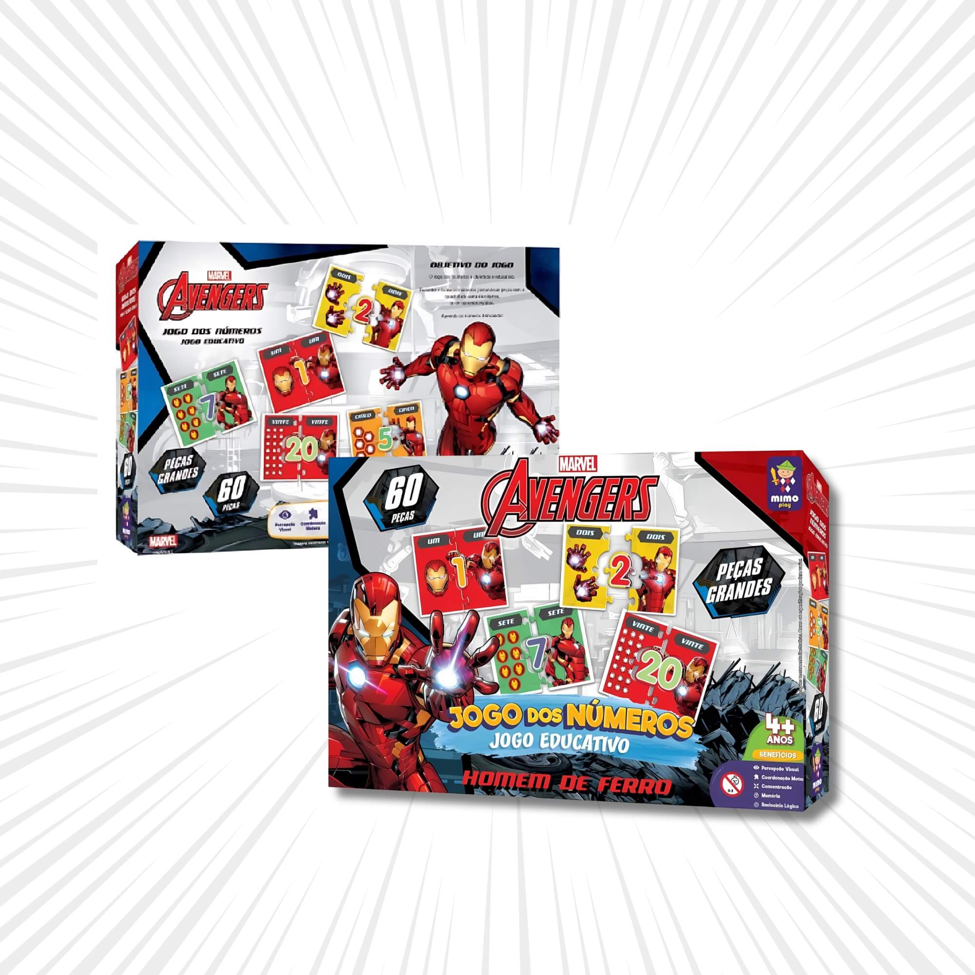 Jogo Educativo dos Números Homem de Ferro Avengers Mimo Toys - 1997