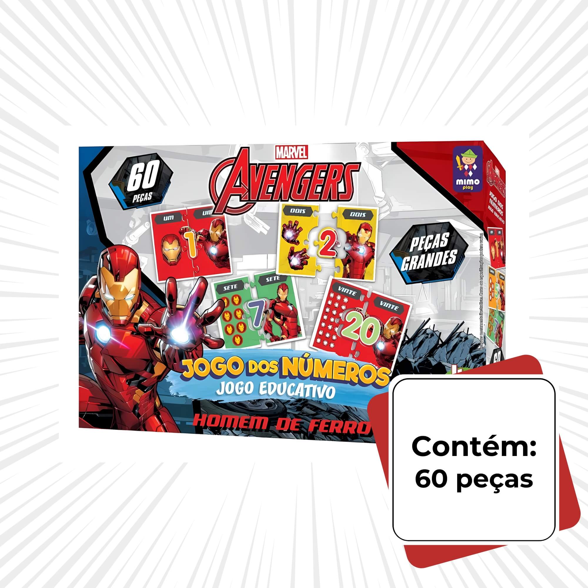 Jogo Educativo dos Números Homem de Ferro Avengers Mimo Toys - 1997