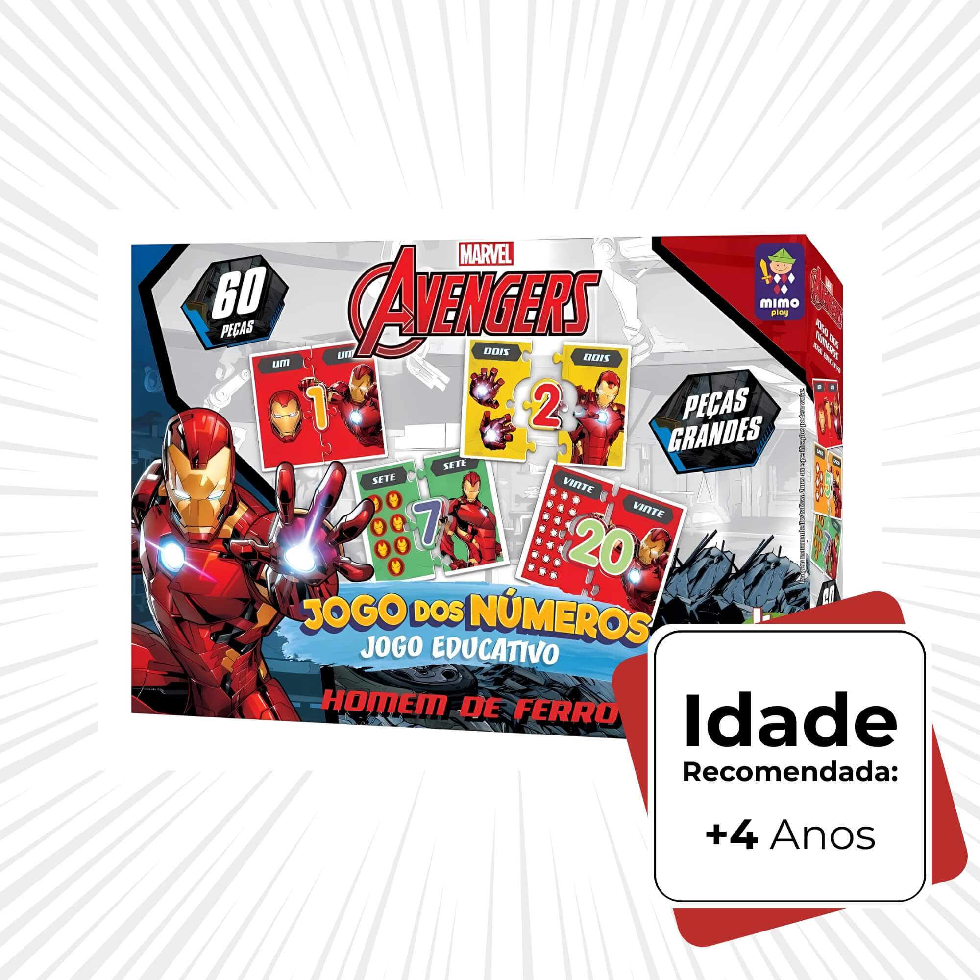 Jogo Educativo dos Números Homem de Ferro Avengers Mimo Toys - 1997