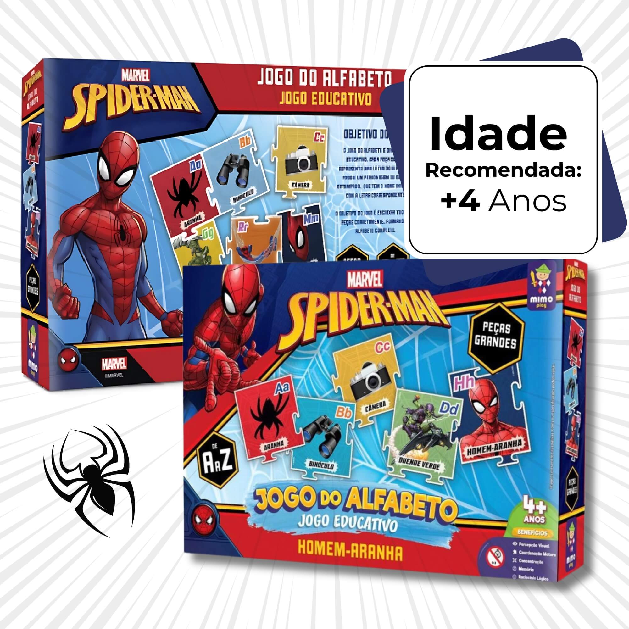 Jogo Educativo Alfabeto Homem Aranha Marvel Mimo Toys - 1998