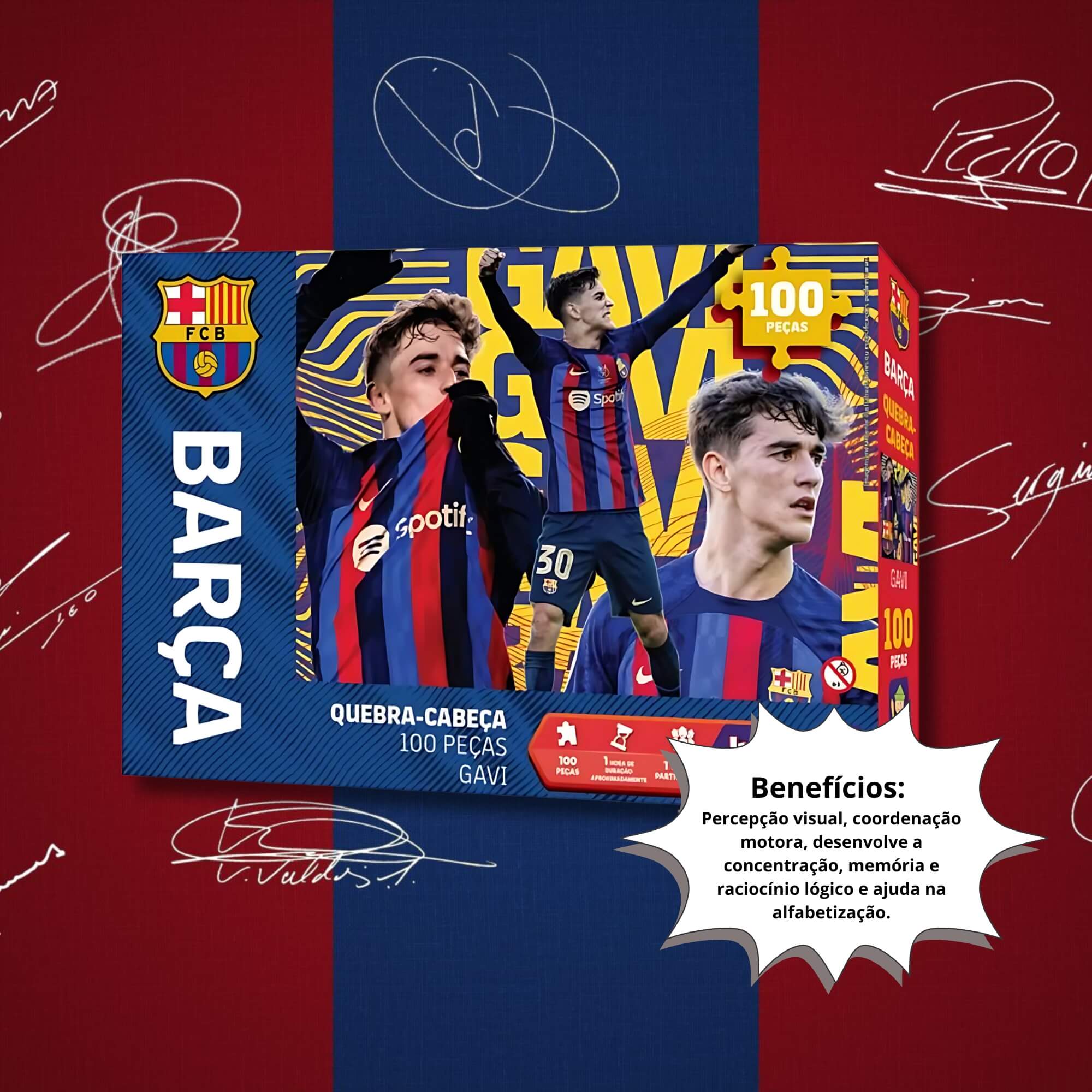 Quebra-Cabeça Colecionável Gavi Barça 100 Peças Mimo Toys - 2521