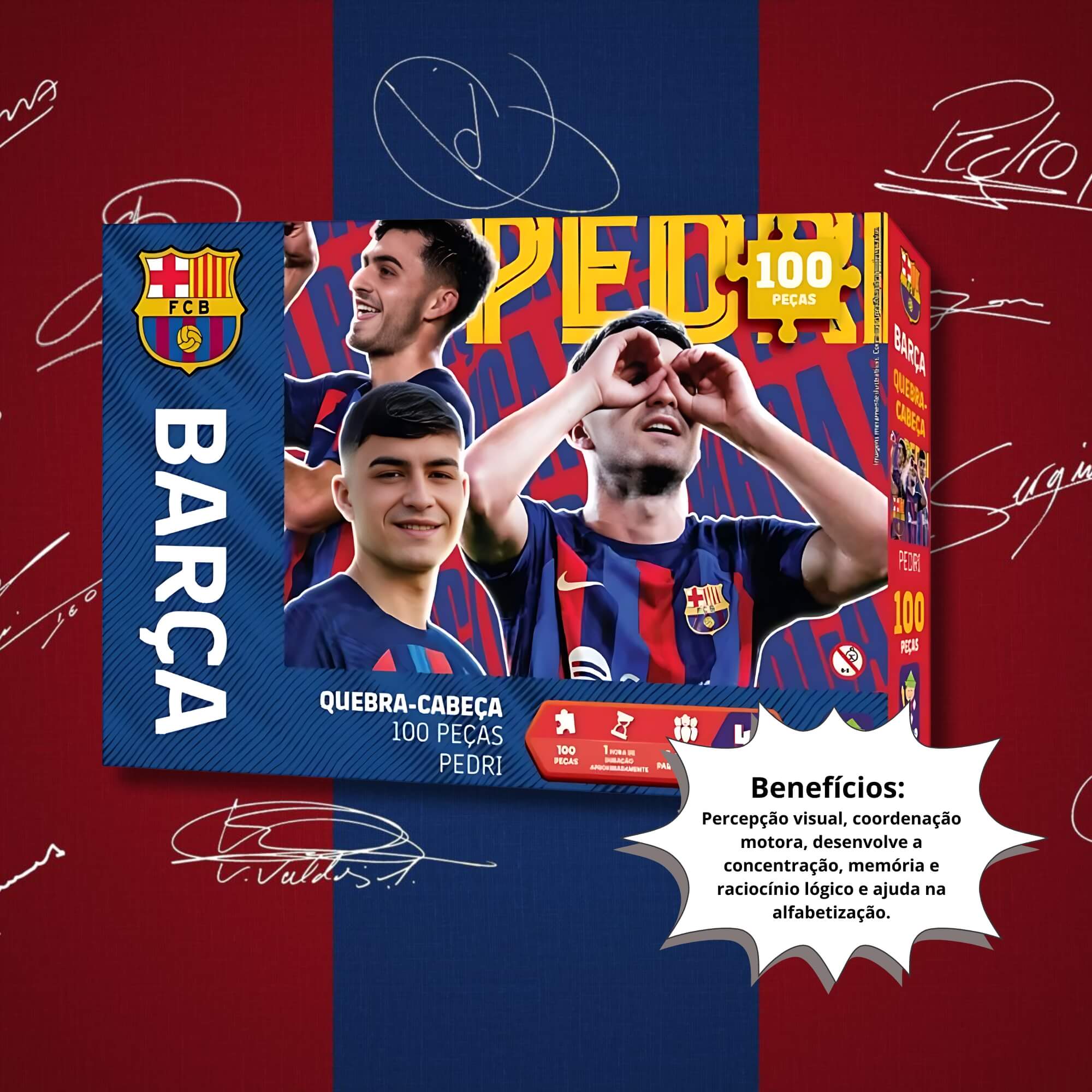 Quebra-cabeça Colecionável Pedri Barça 100 Peças Mimo Toys - 2523