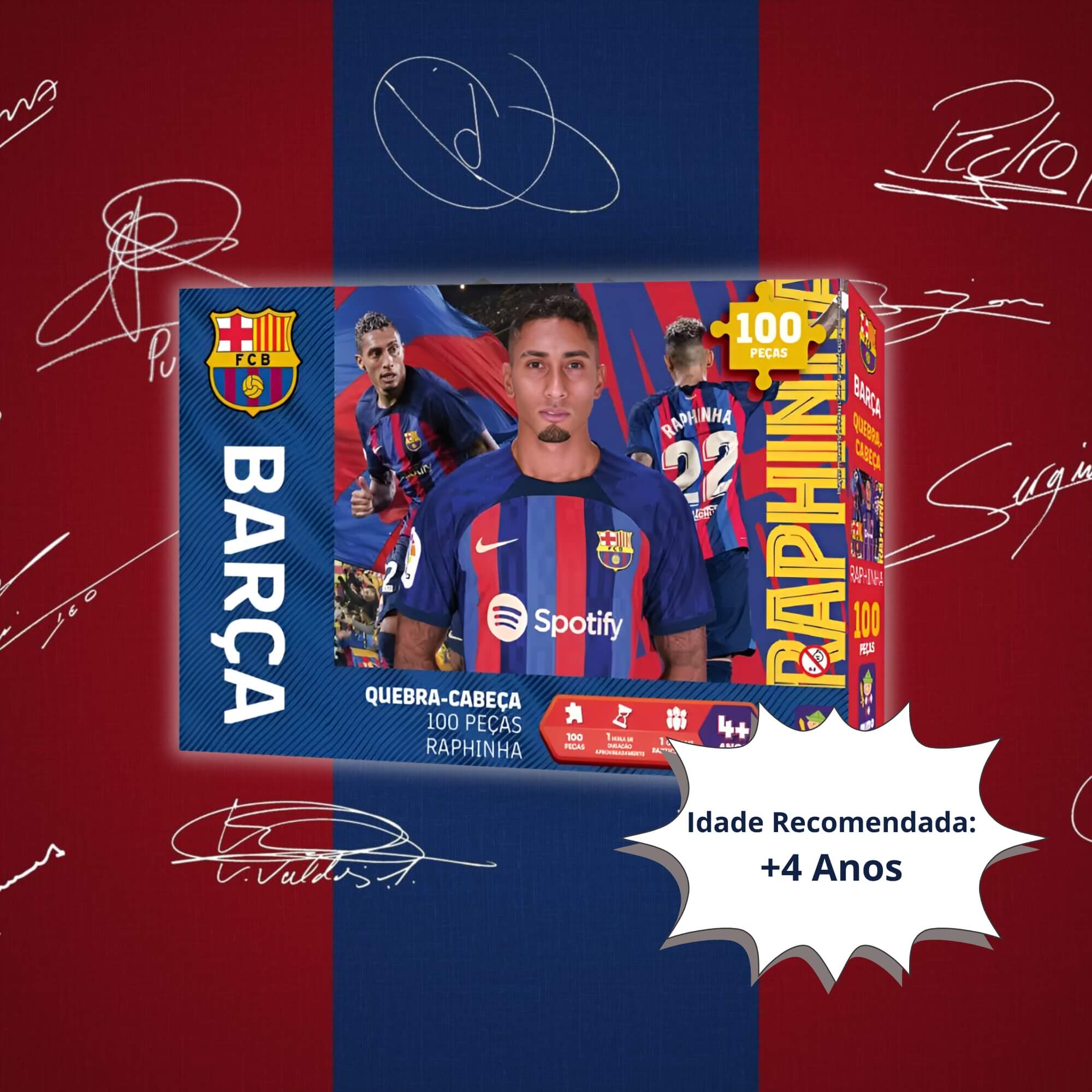 Quebra-Cabeça Colecionável Raphinha Barça 100 Peças Mimo Toys - 2524