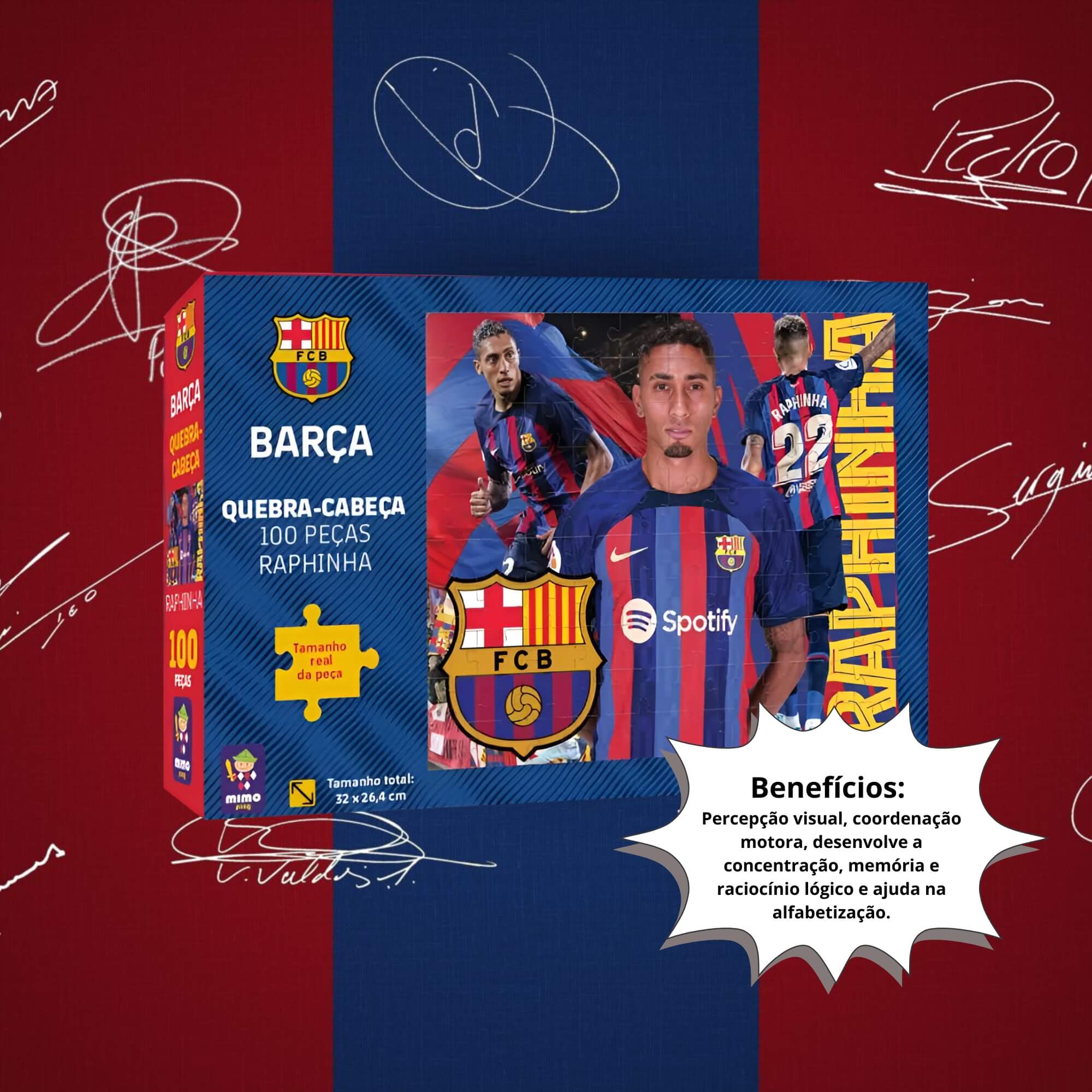 Quebra-Cabeça Colecionável Raphinha Barça 100 Peças Mimo Toys - 2524