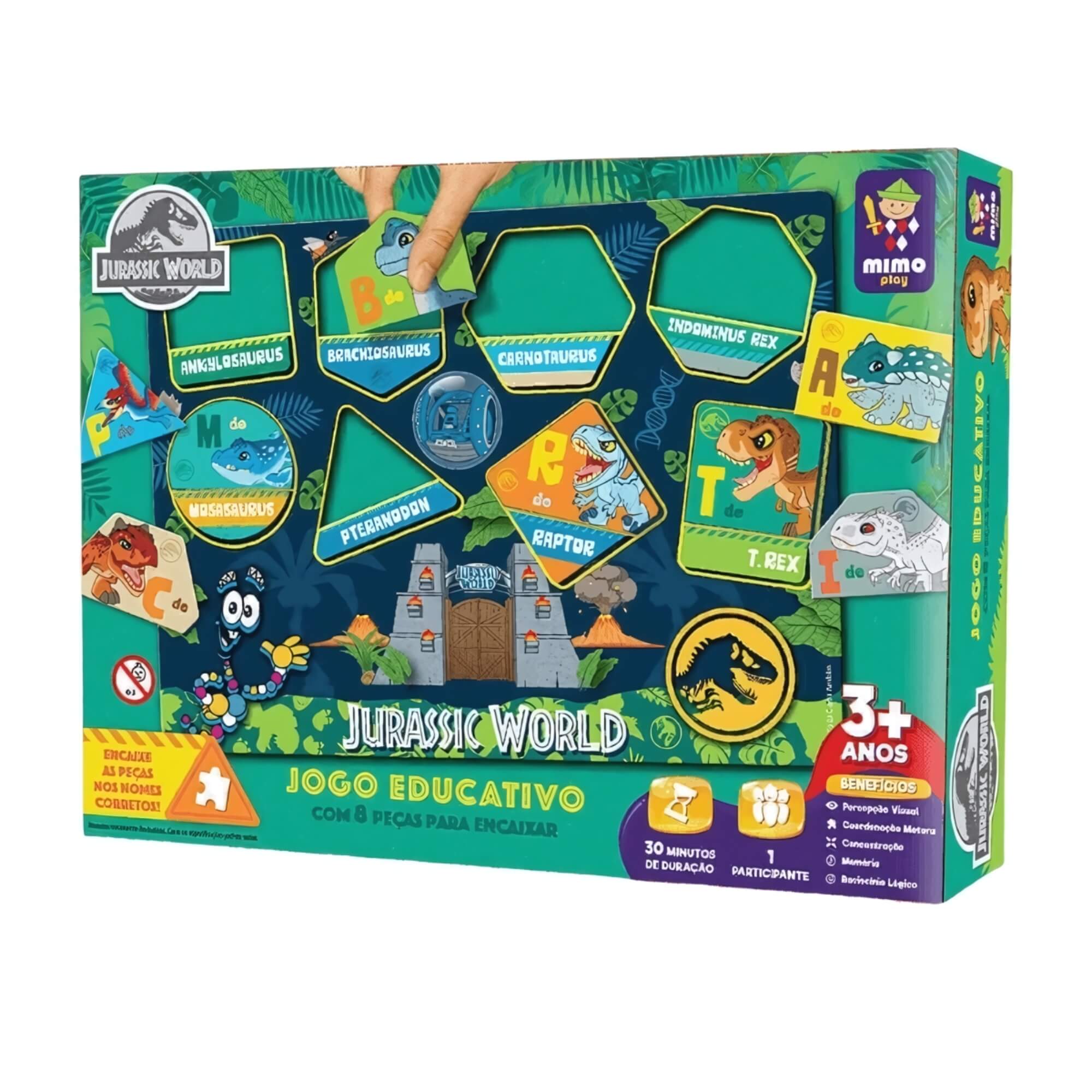 Jogo Infantil Educativo Encaixe as Formas Jurassic World Mimo Toys - 2051