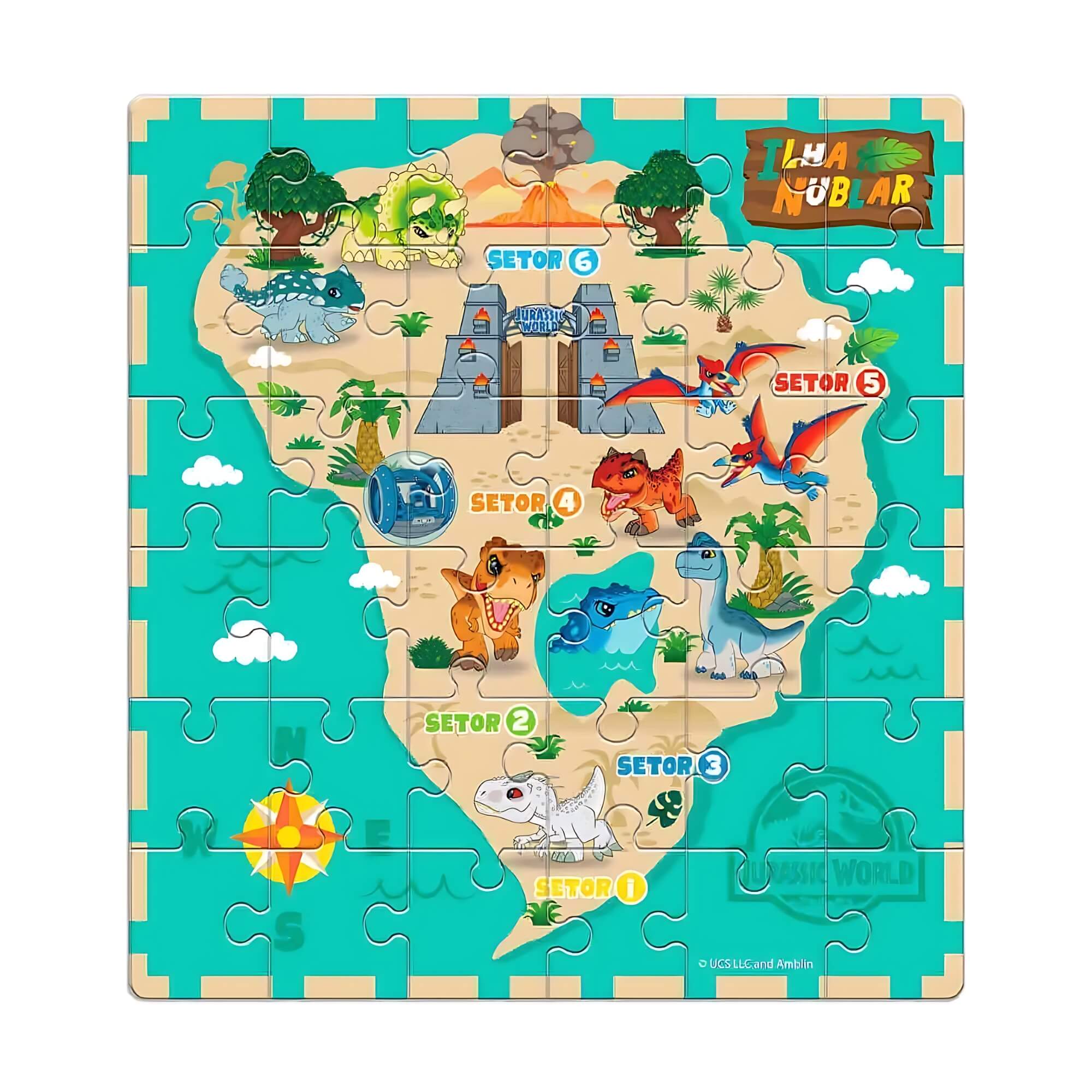 Quebra-Cabeça Infantil Progressivo 12/24/36 Peças Jurassic World Mimo Toys - 2052