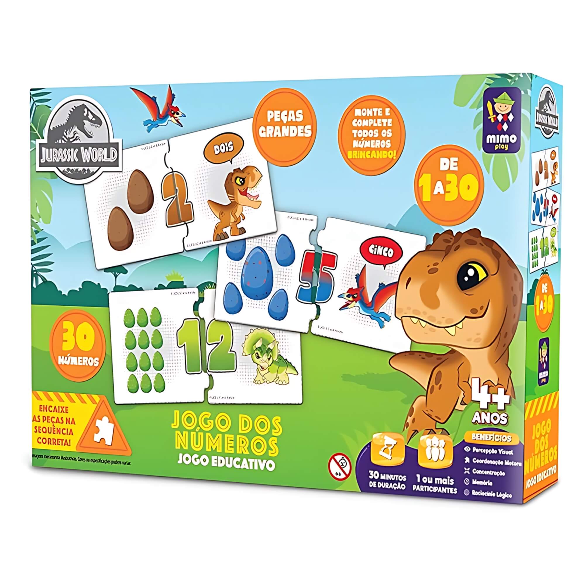 Jogo dos Números Infantil Jurassic World 60 Peças Mimo Toys - 2048