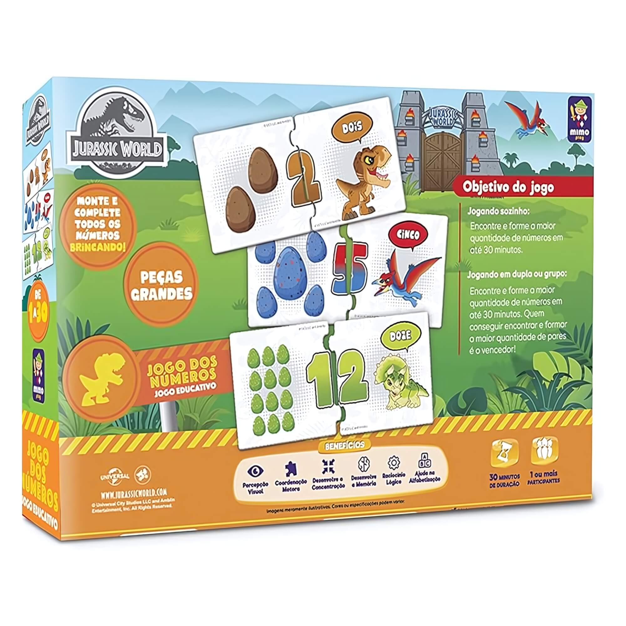 Jogo dos Números Infantil Jurassic World 60 Peças Mimo Toys - 2048