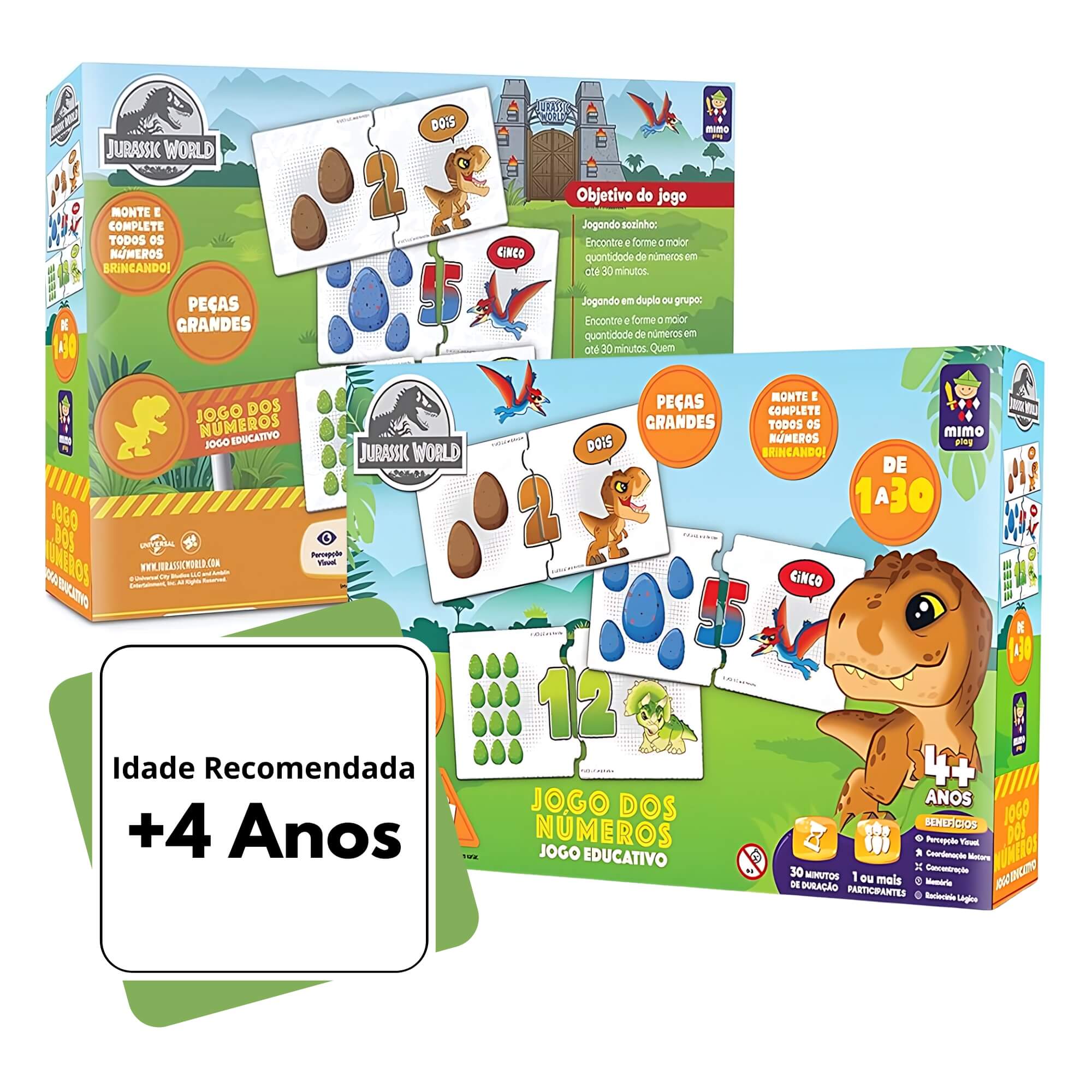 Jogo dos Números Infantil Jurassic World 60 Peças Mimo Toys - 2048