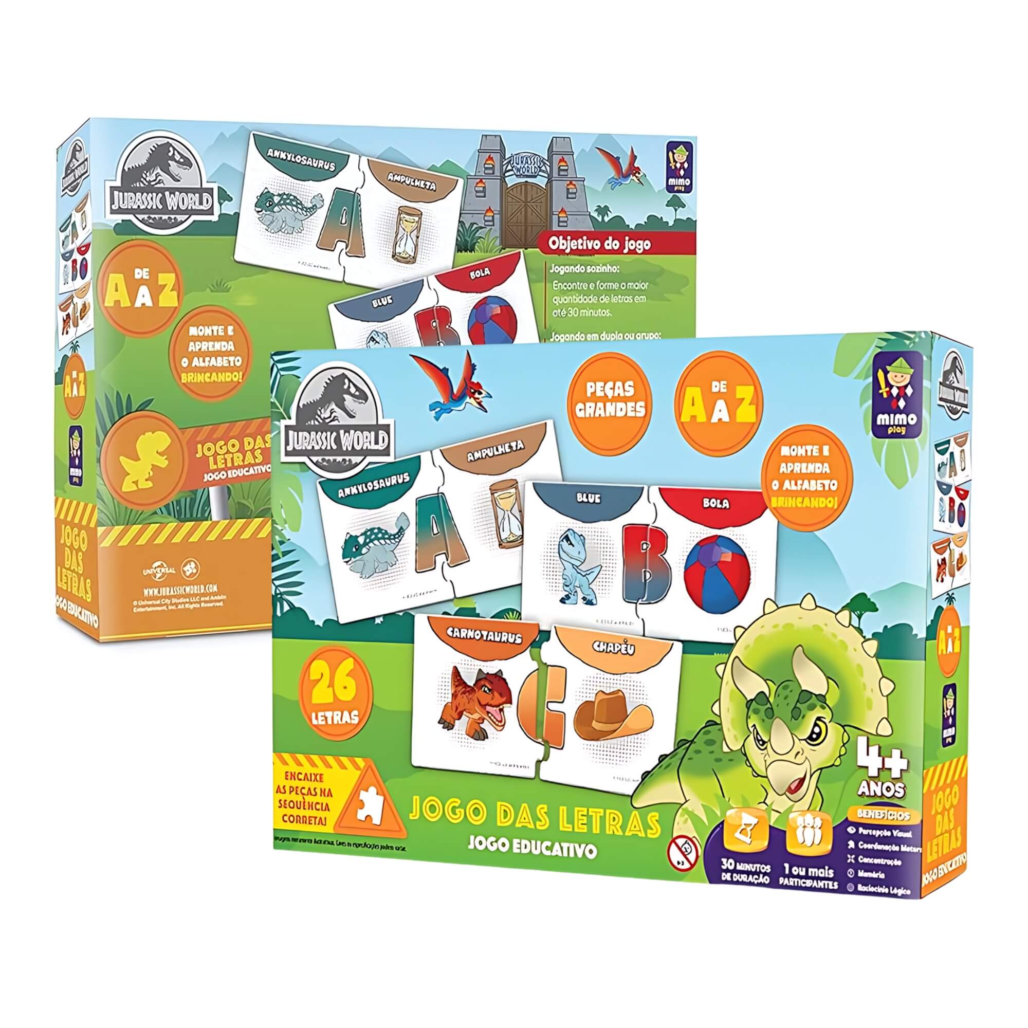 Jogo das Letras Infantil Educativo Jurassic World Mimo Toys - 2049