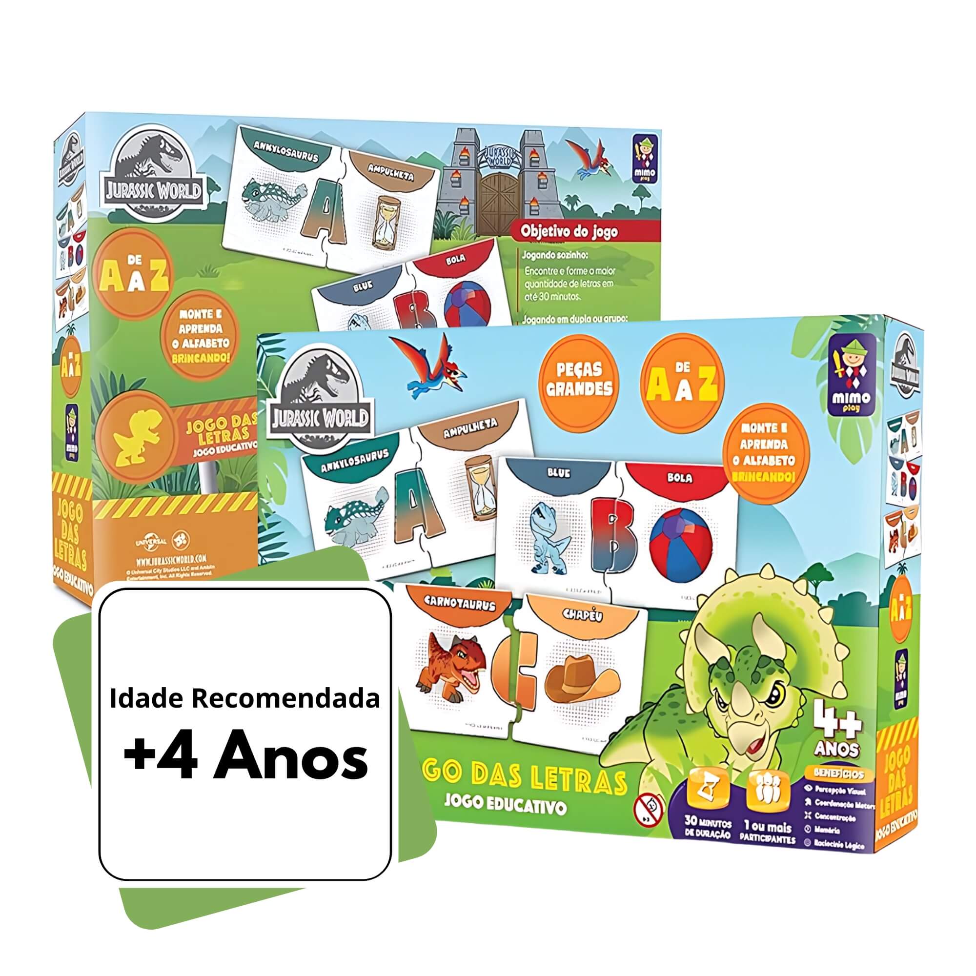Jogo das Letras Infantil Educativo Jurassic World Mimo Toys - 2049