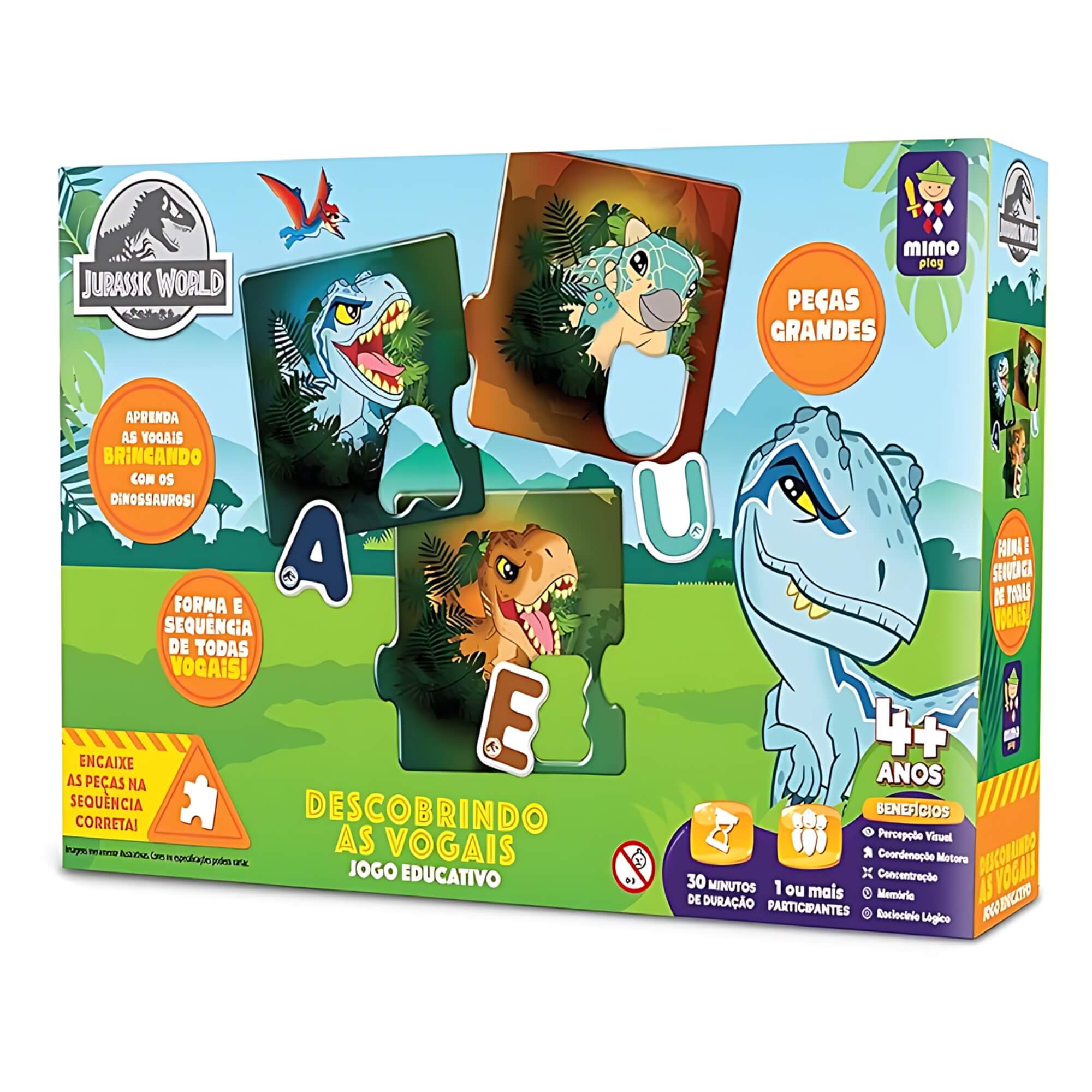 Jogo Educativo Infantil Descobrindo as Vogais Jurassic World Mimo Toys - 2050