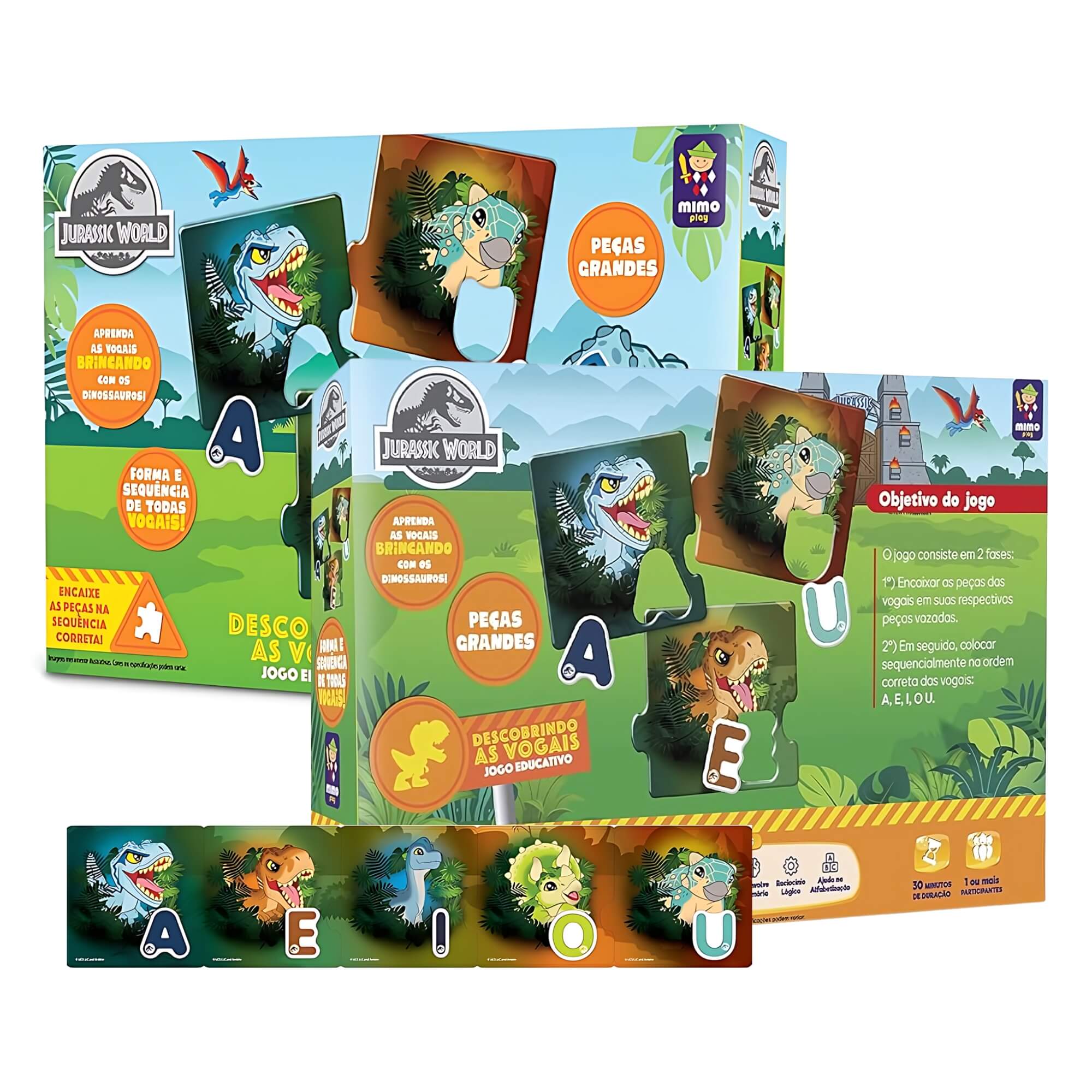 Jogo Educativo Infantil Descobrindo as Vogais Jurassic World Mimo Toys - 2050