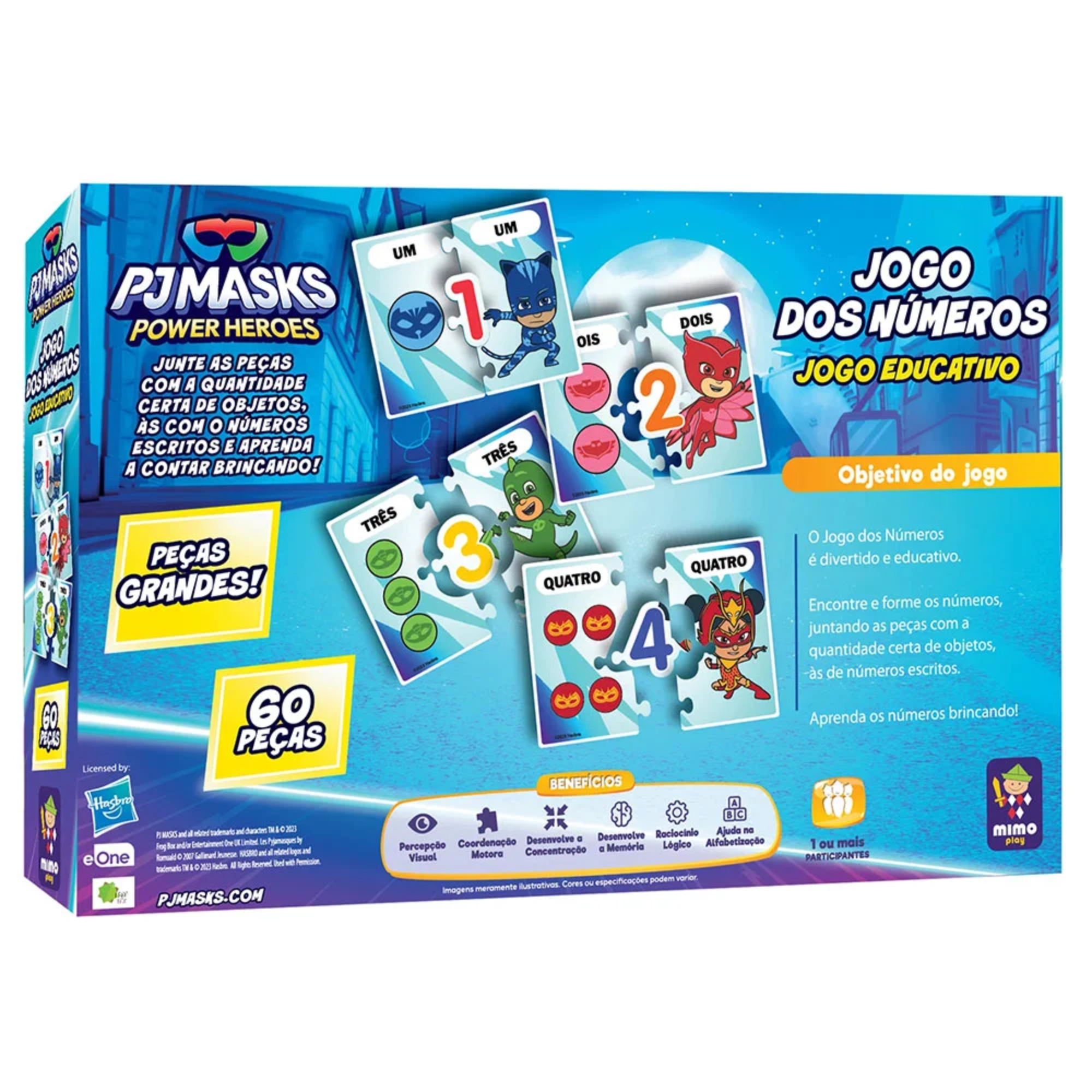 Jogo dos Números Infantil Educativo PJ Mask Mimo Toys - 2501