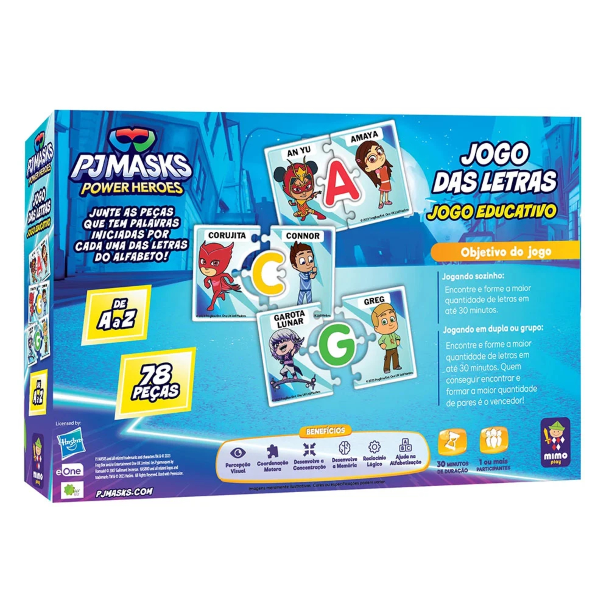Jogo das Letras Infantil Educativo PJ Masks Mimo Toys - 2502