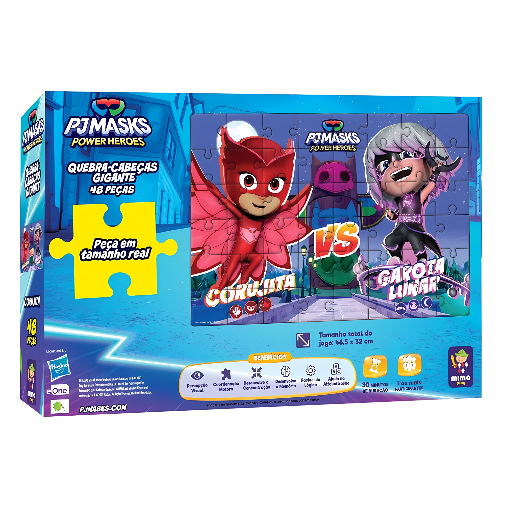 Quebra-cabeca Infantil 48 Peças Gigante Corujita PJ Mask Mimo Toys - 2504