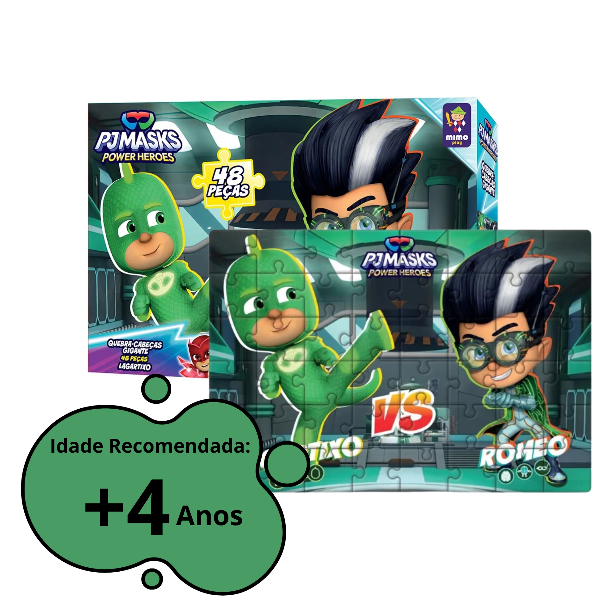 Quebra-cabeca Infantil 48 Peças Gigante Lagartixo PJ Mask Mimo Toys - 2505