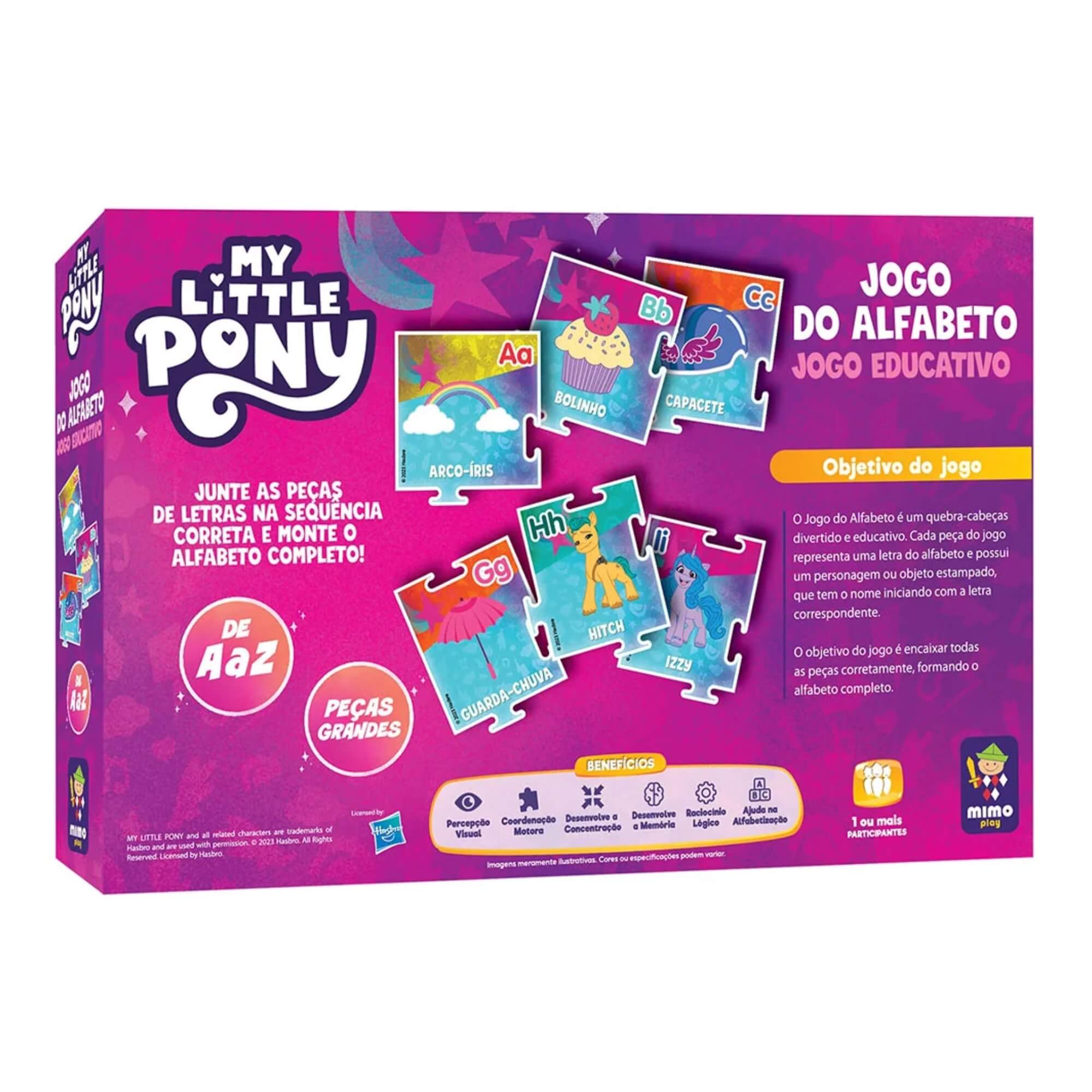 Jogo Infantil Educativo do Alfabeto My Little Pony Peças Grandes Mimo Toys - 2510