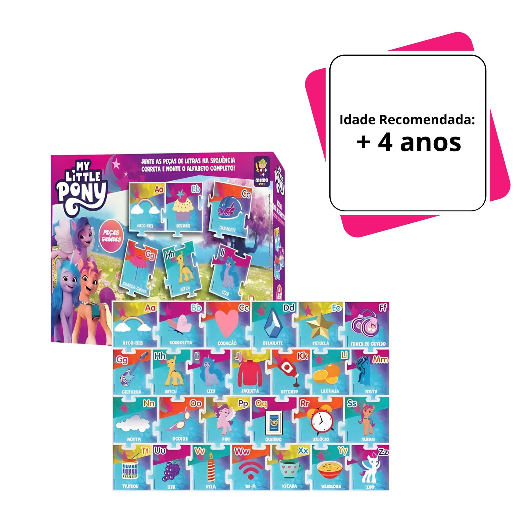 Jogo Infantil Educativo do Alfabeto My Little Pony Peças Grandes Mimo Toys - 2510