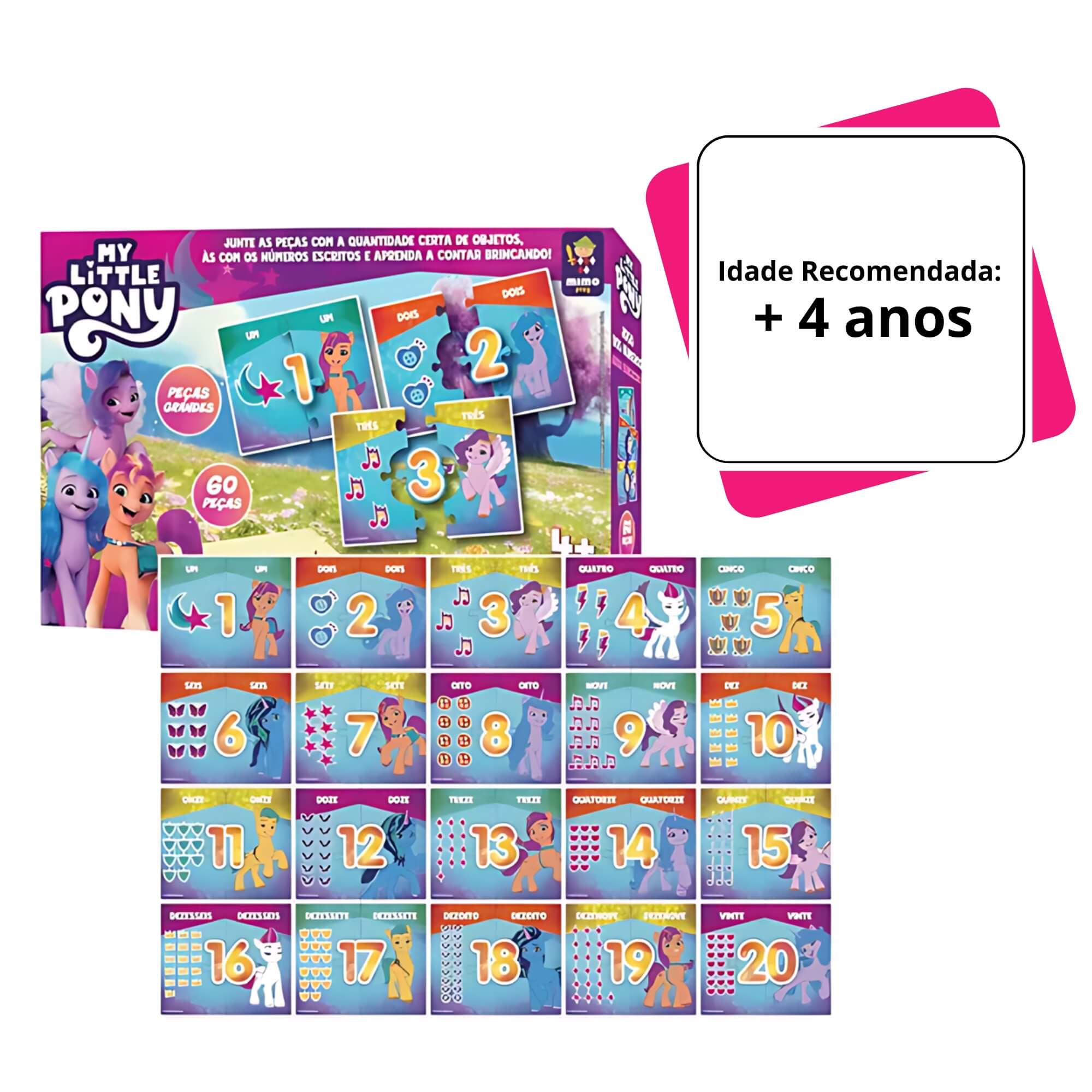Jogo dos Números Educativo My Little Pony 60 Peças Mimo Toys - 2511
