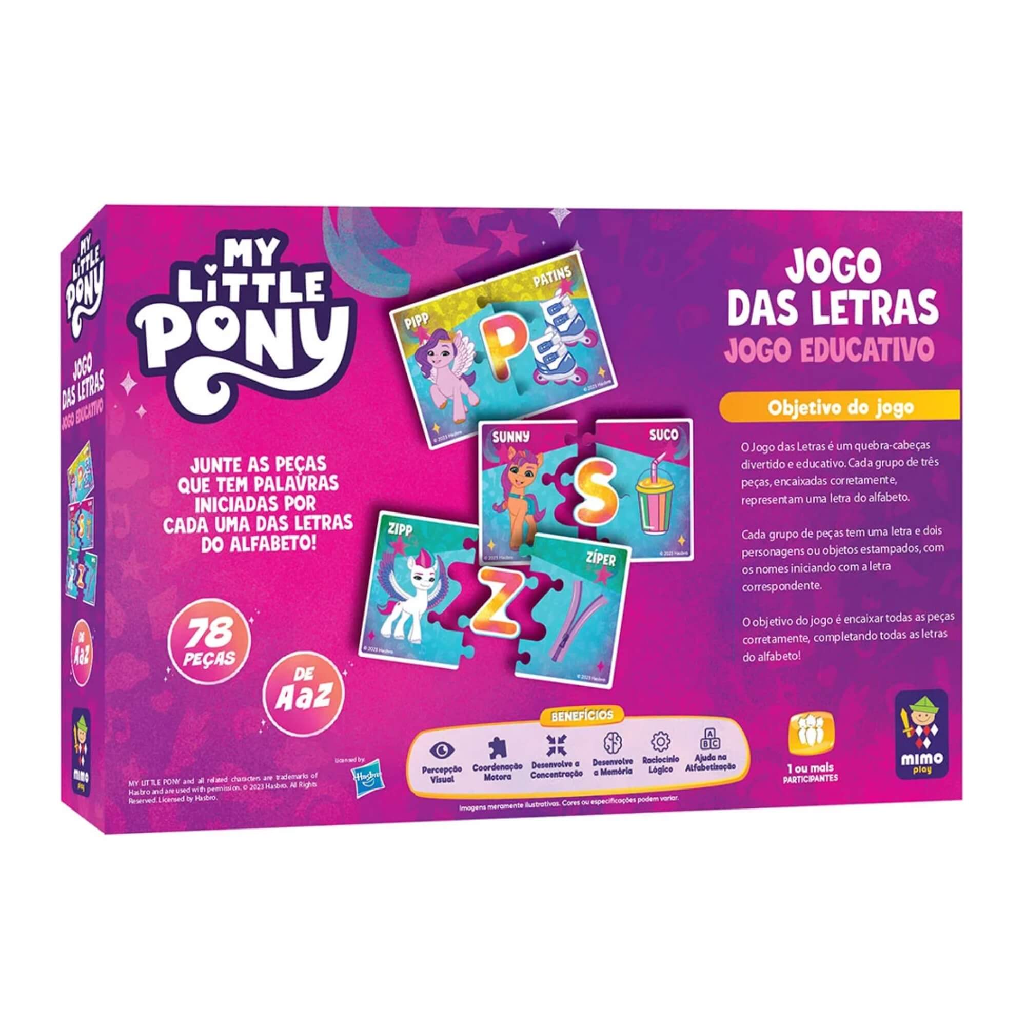 Jogo das Letras Educativo My Little Pony 78 Peças Mimo Toys - 2512