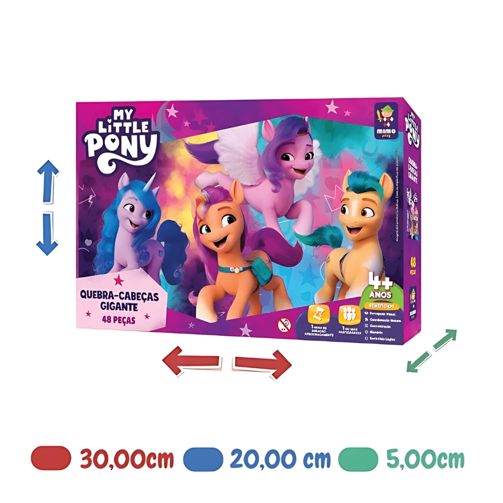 Quebra-Cabeça Infantil 48 Peças Gigante My Little Pony Arco-íris Encantado Mimo Toys - 2516