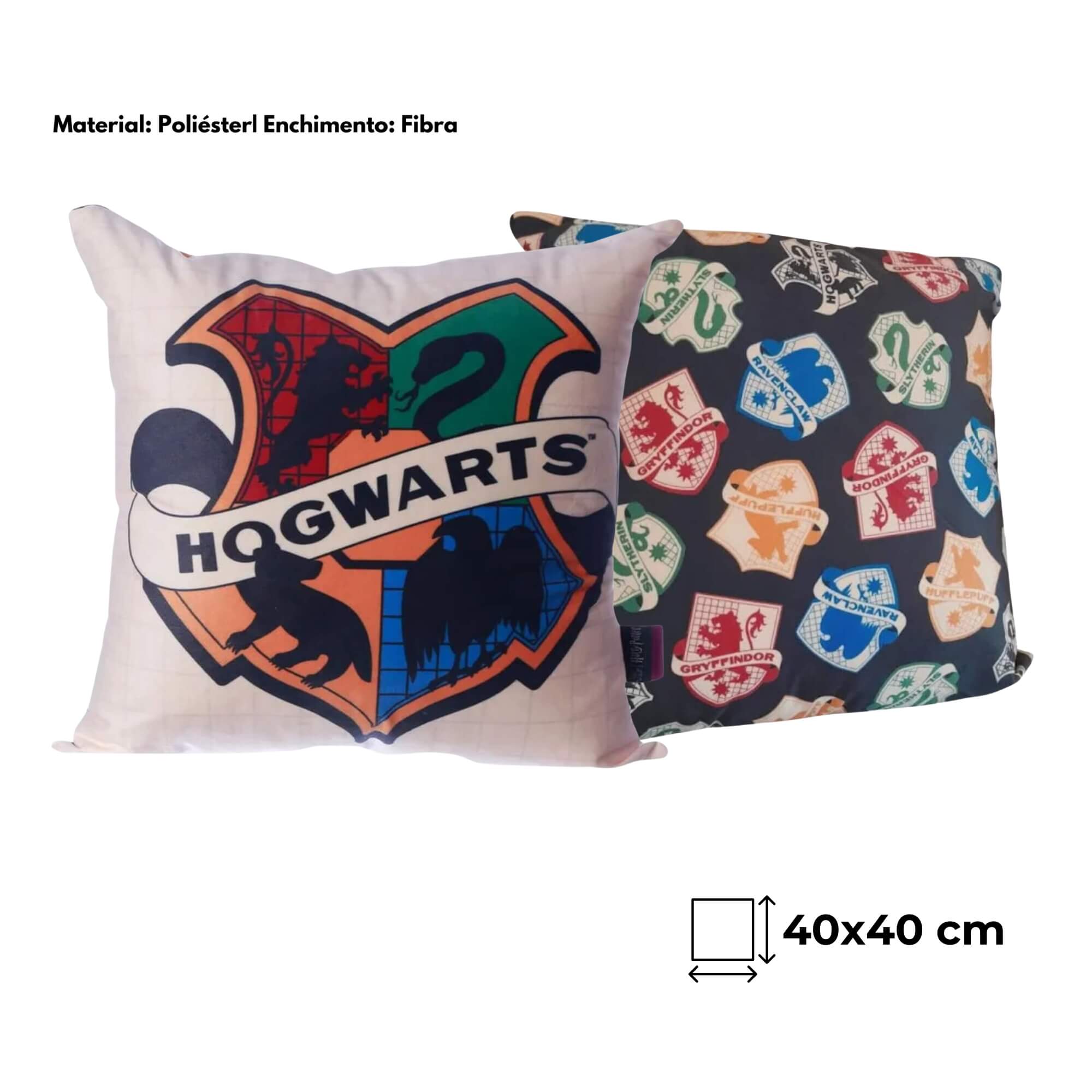 COMP Kit 3 Bonecos Fandom Box + Almofada Hogwarts 40x40 Coleção Harry Potter