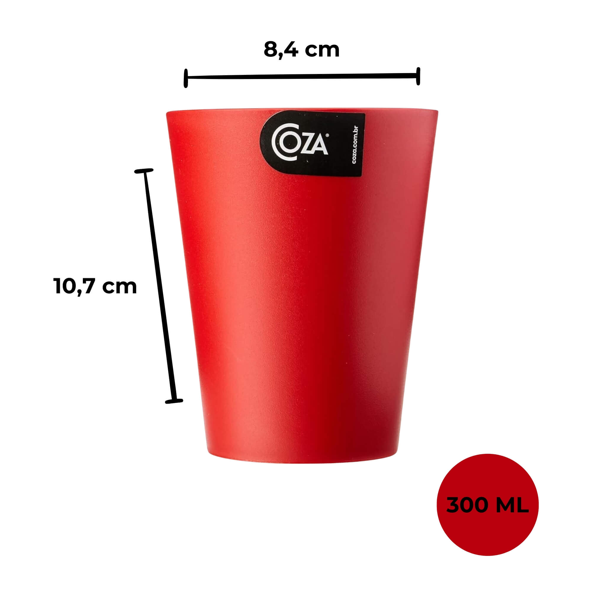 COMP Kit Copo Cônico 6 Unidades 300ml Casual Coza Vermelho Bold - Brinox
