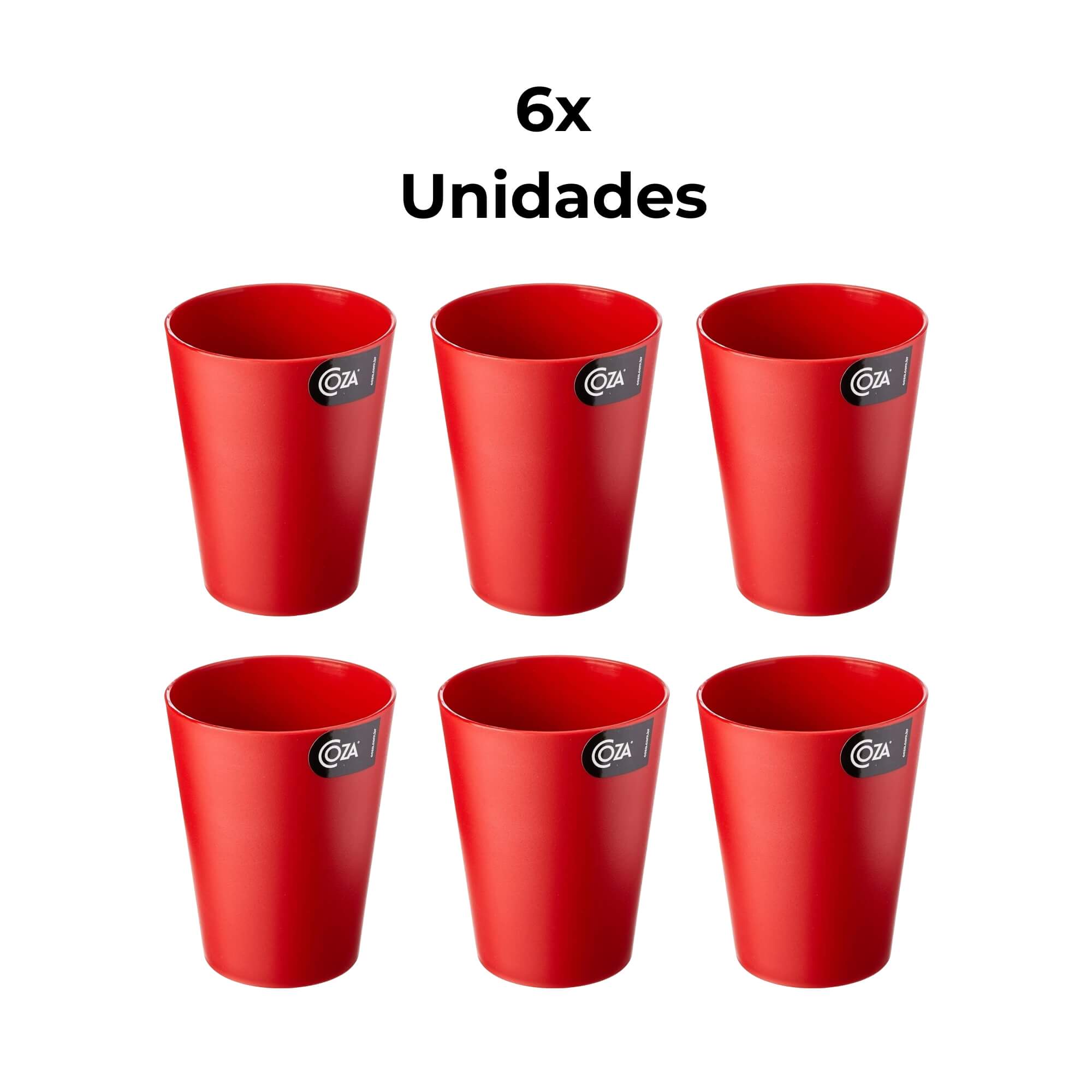 COMP Kit Copo Cônico 6 Unidades 300ml Casual Coza Vermelho Bold - Brinox