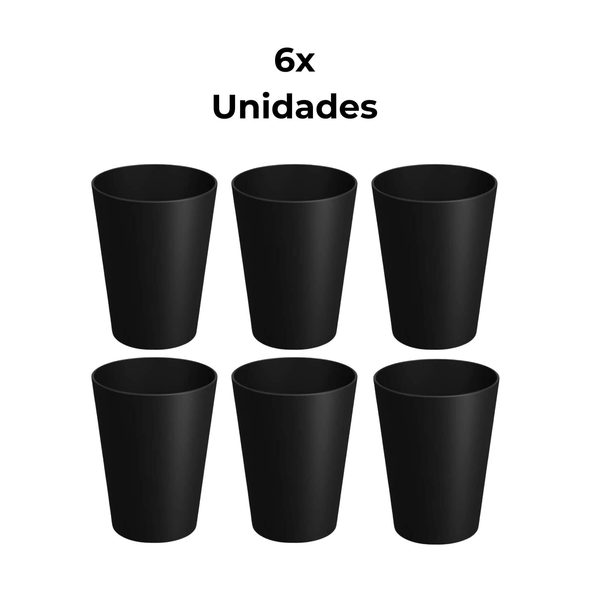 COMP Kit Copo Cônico 6 Unidades 300ml Casual Coza Preto - Brinox