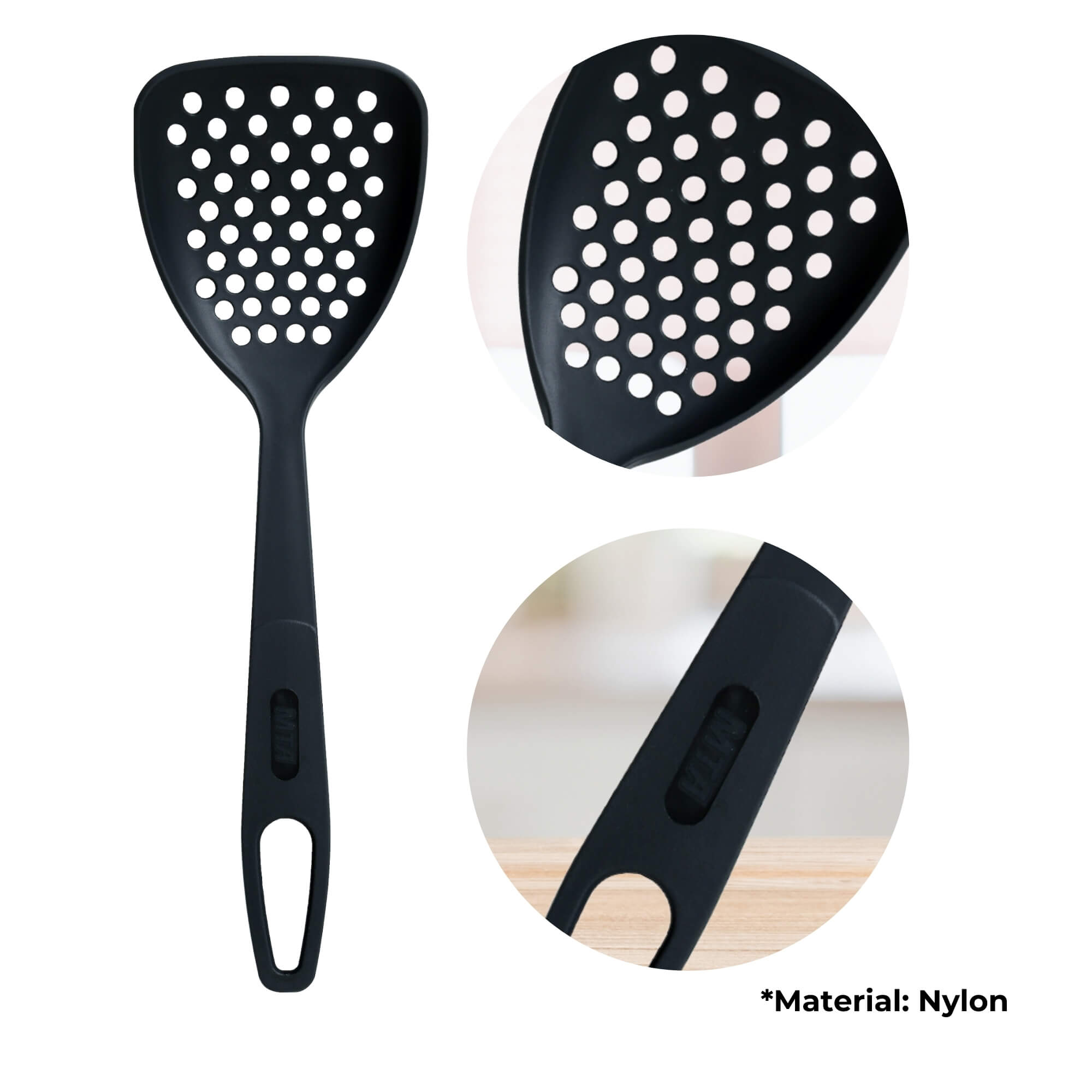 COMP Jogo de Frigideiras Antiaderente 3 Peças Caribe Tramontina + 1x Escumadeira Preta de Nylon MTA