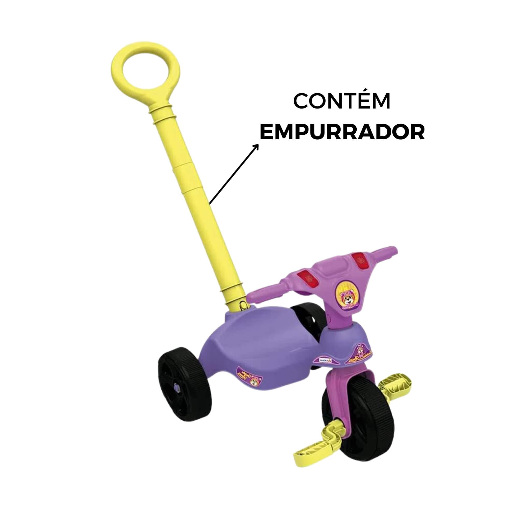 COMP Triciclo Infantil C/ Empurrador até 23kg Xalingo + Brinde 1x Massinha Cotiplas