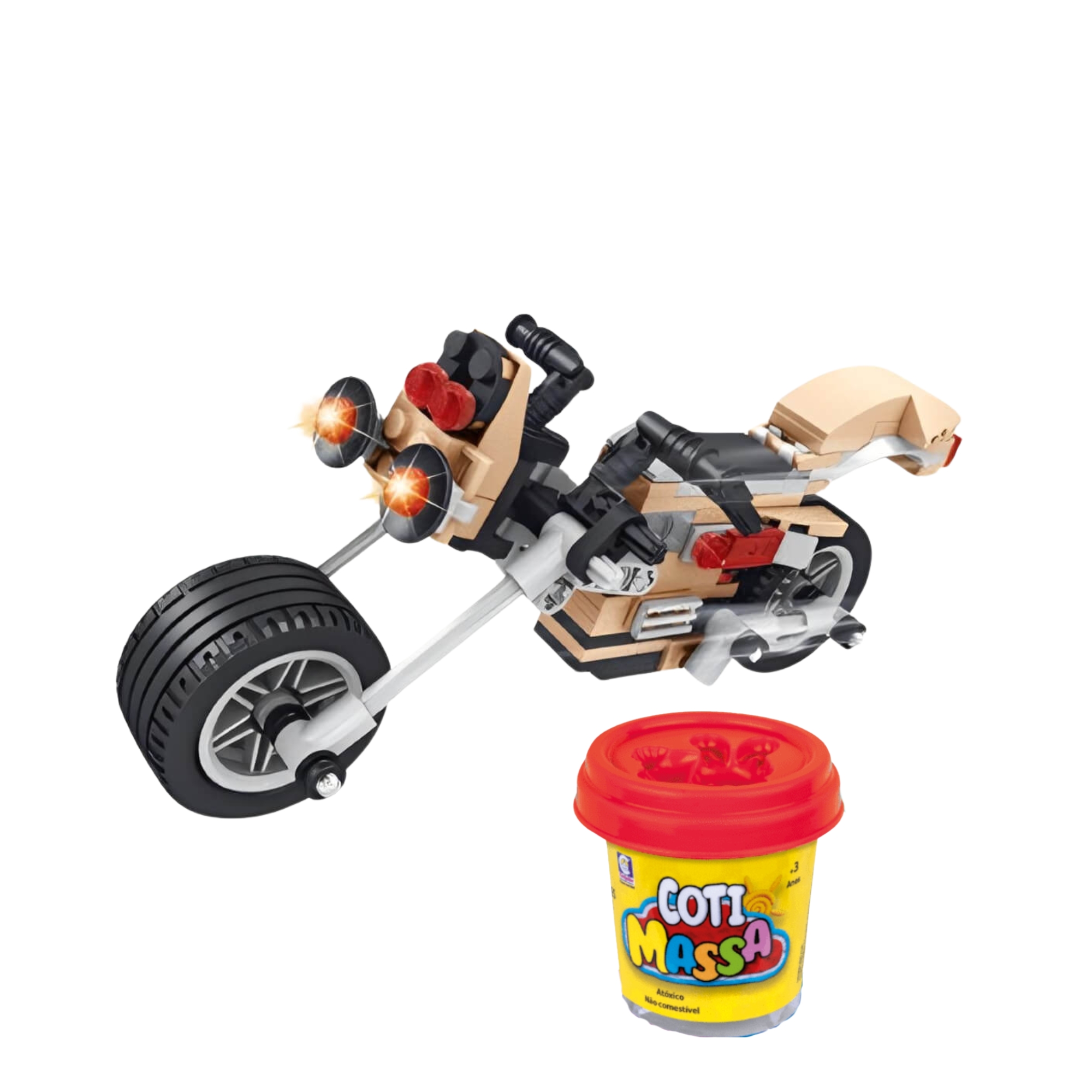 COMP Brinquedo de Encaixar Montar Speed Moto Xalingo 3 em 1 142 Peças + Brinde Massinha Cotiplas