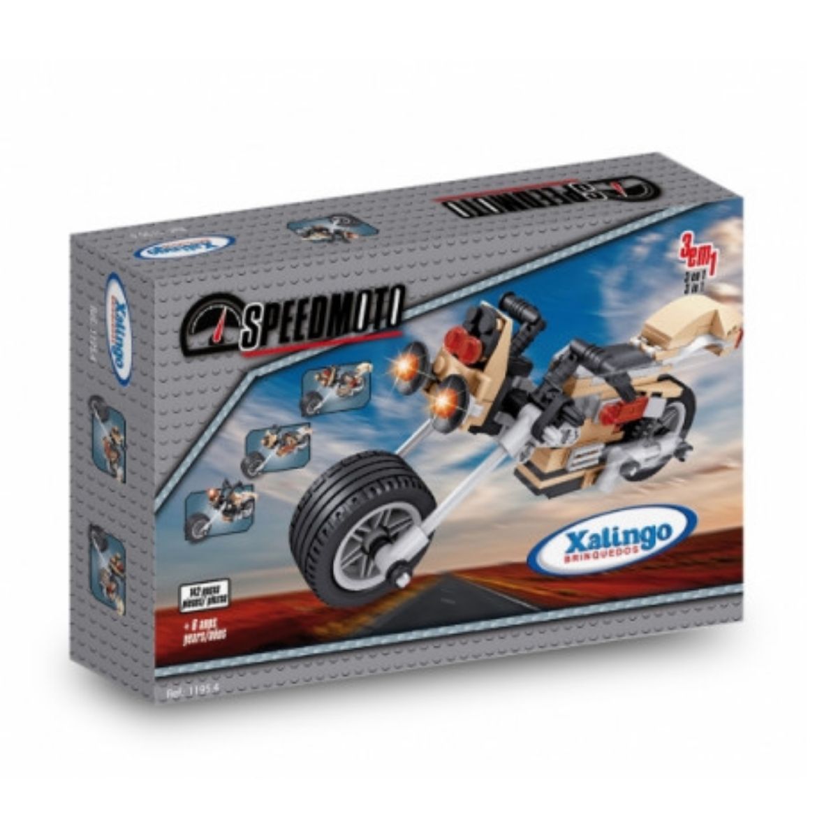 COMP Brinquedo de Encaixar Montar Speed Moto Xalingo 3 em 1 142 Peças + Brinde Massinha Cotiplas
