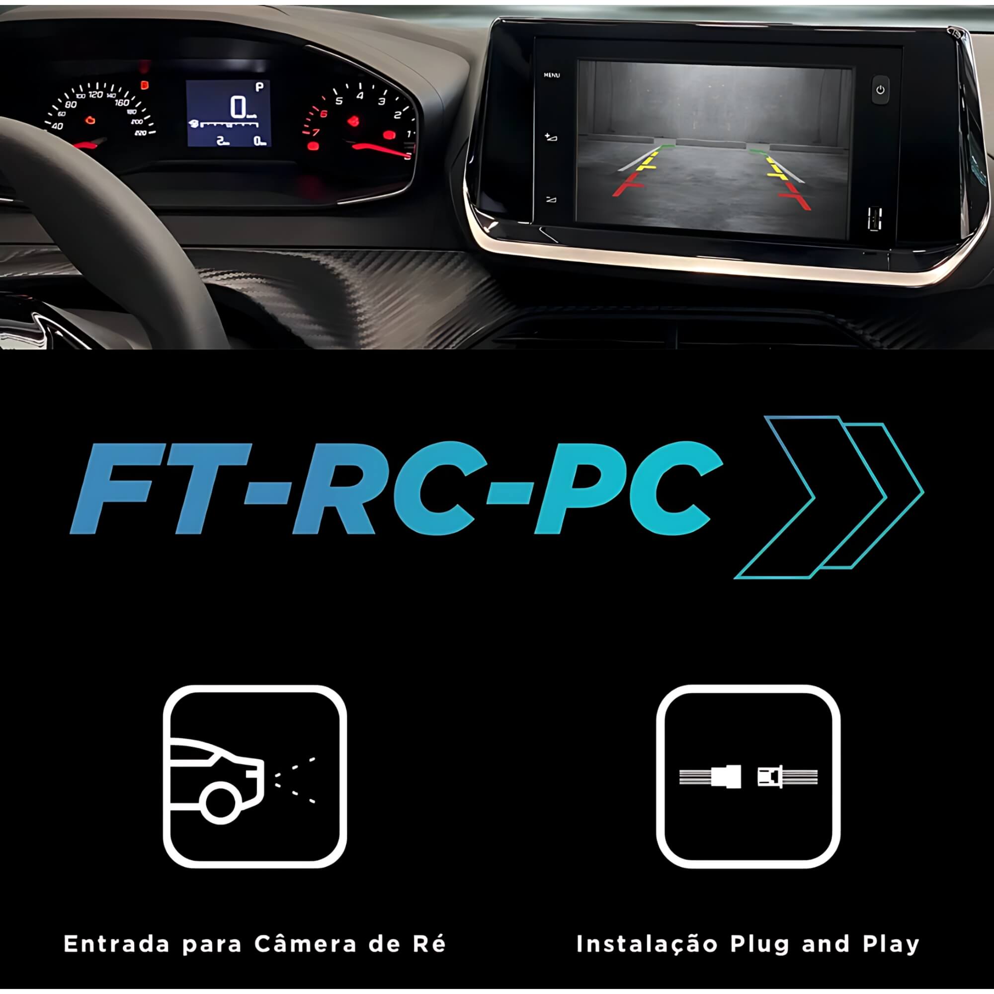 Interface Câmera de Ré C3,C4 Cactus,C4 Lounge, Peugeot 2008, 208 Faaftech FT-RC-PC - 7898689731000