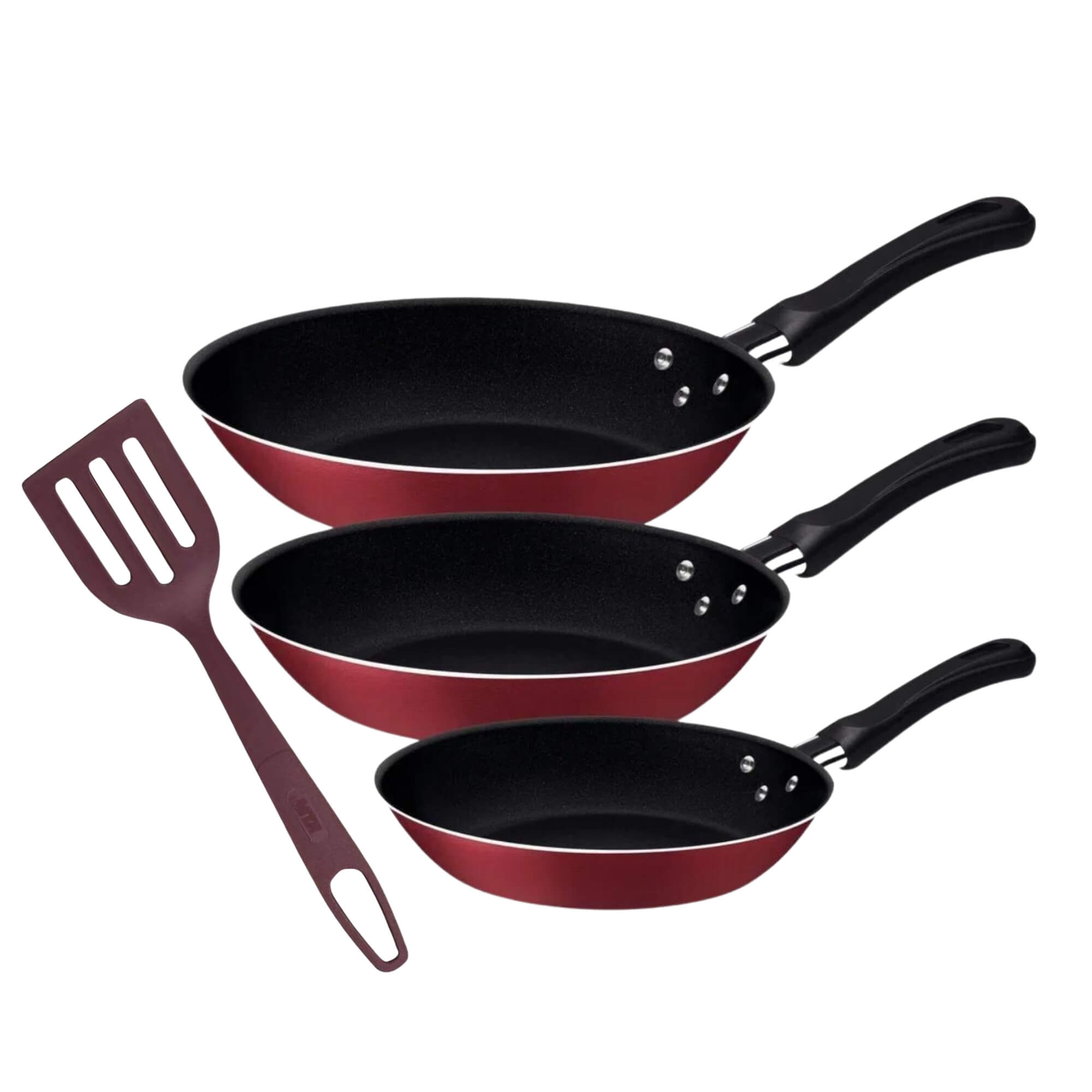 Kit Jogo Frigideiras Caribe 3 Pc Antiaderente Starflon Max Tramontina + Espátula de Nylon MTA