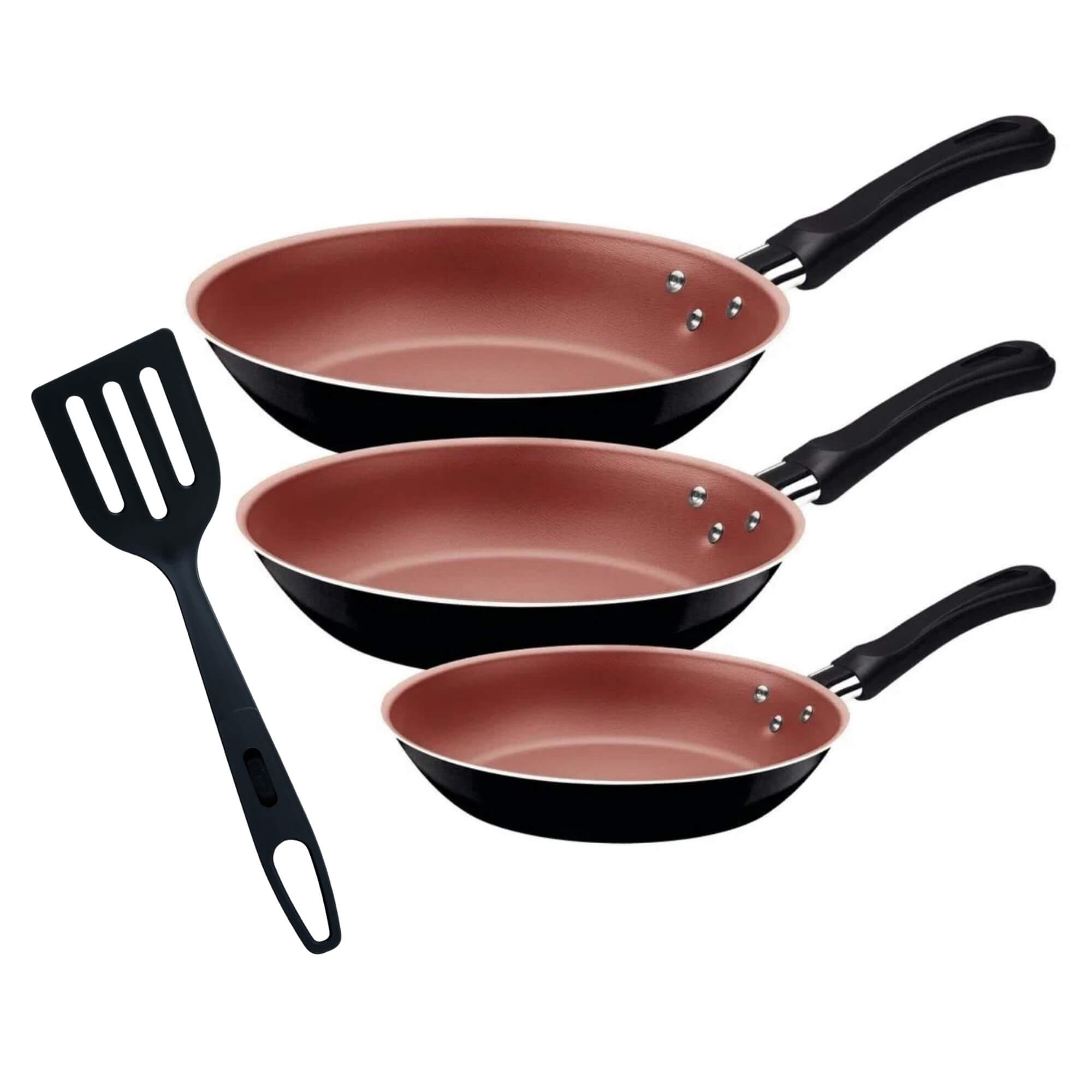 COMP Kit 3 Peças Frigideiras Caribe Antiaderente Starflon Max Tramontina + Espátula de Nylon MTA