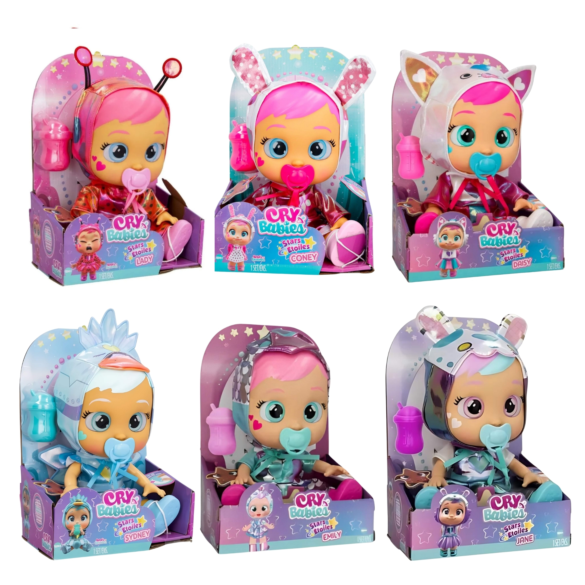 VAR Cry Babies Stars 1x Boneca C/ Olhos que Brilham - Multikids