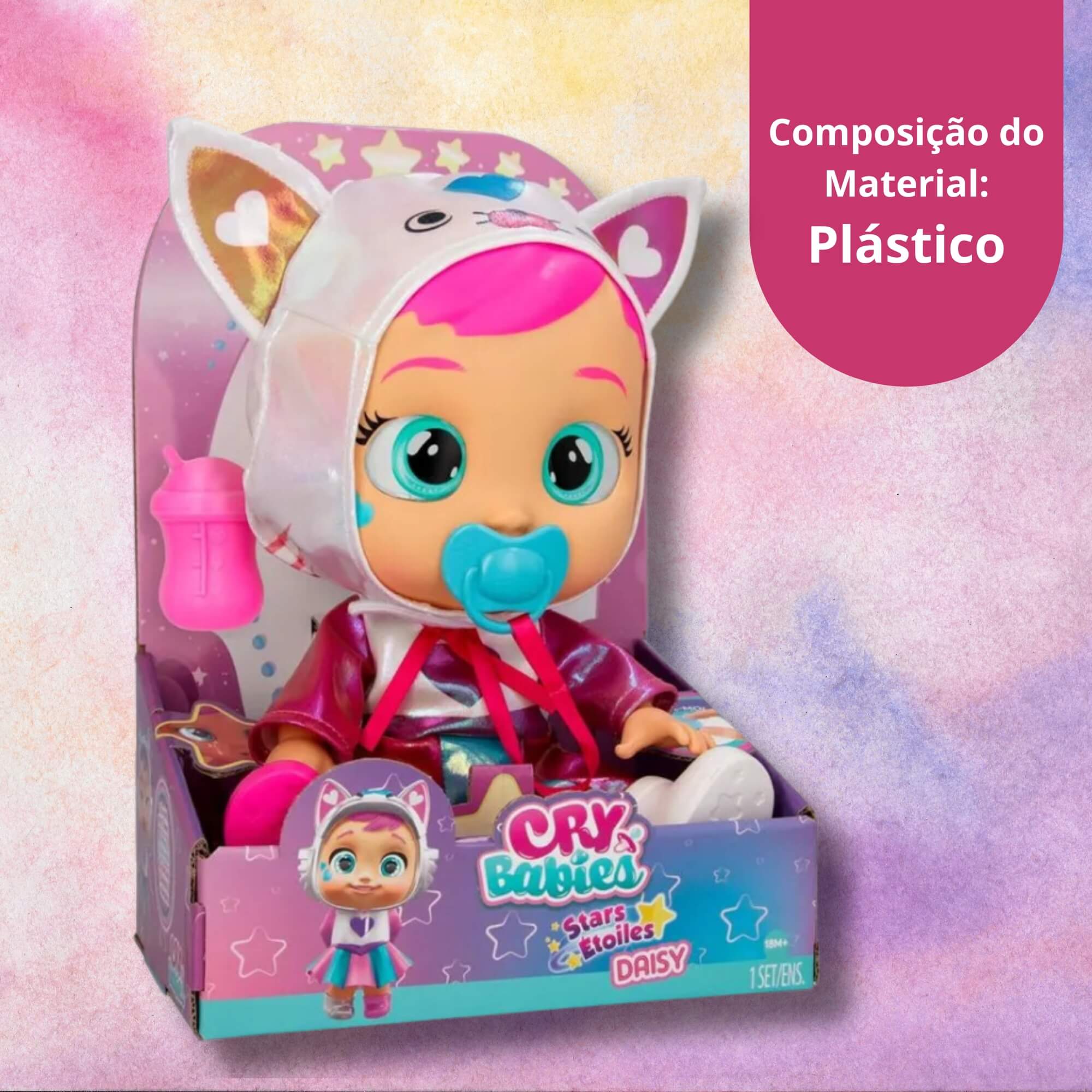 VAR Cry Babies Stars 1x Boneca C/ Olhos que Brilham - Multikids
