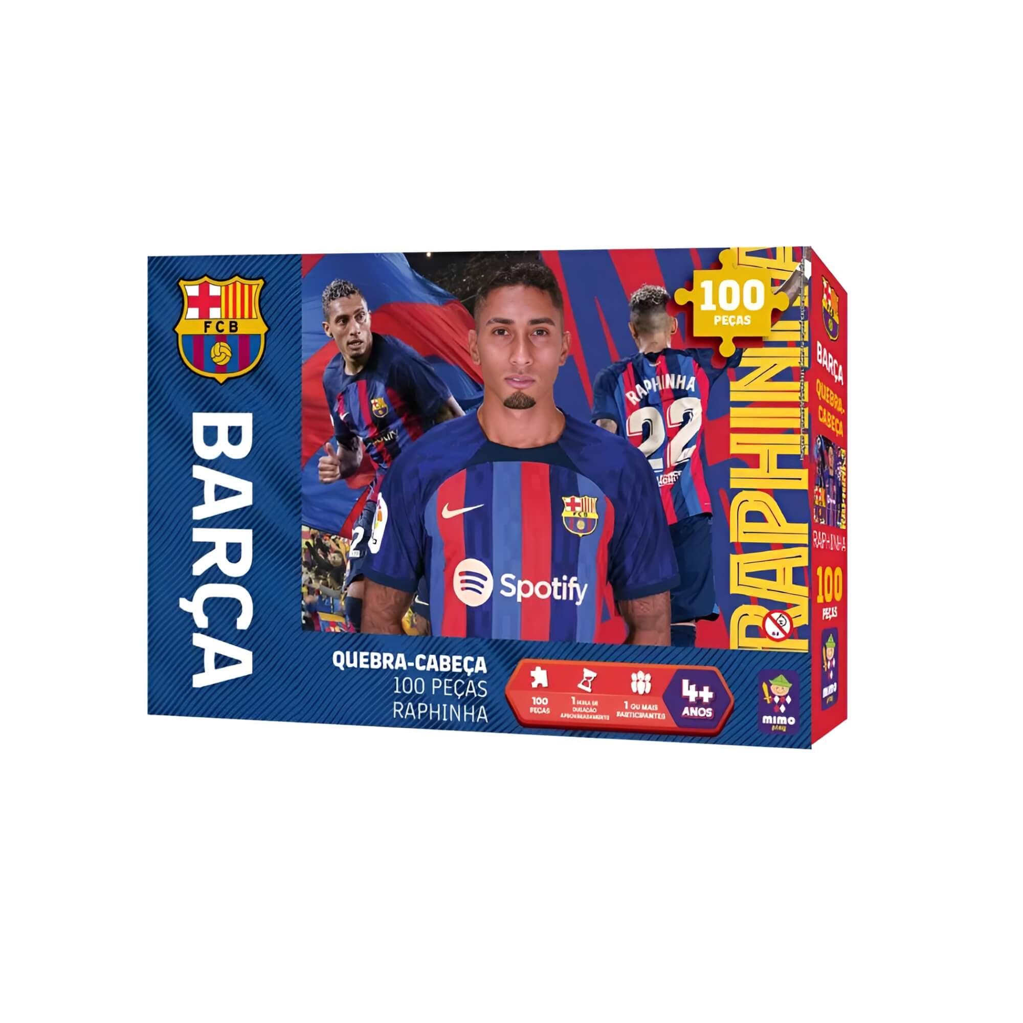 VAR Coleção 1x Quebra-Cabeça Barça 100 Peças - Mimo Toys Jogador:Raphinha